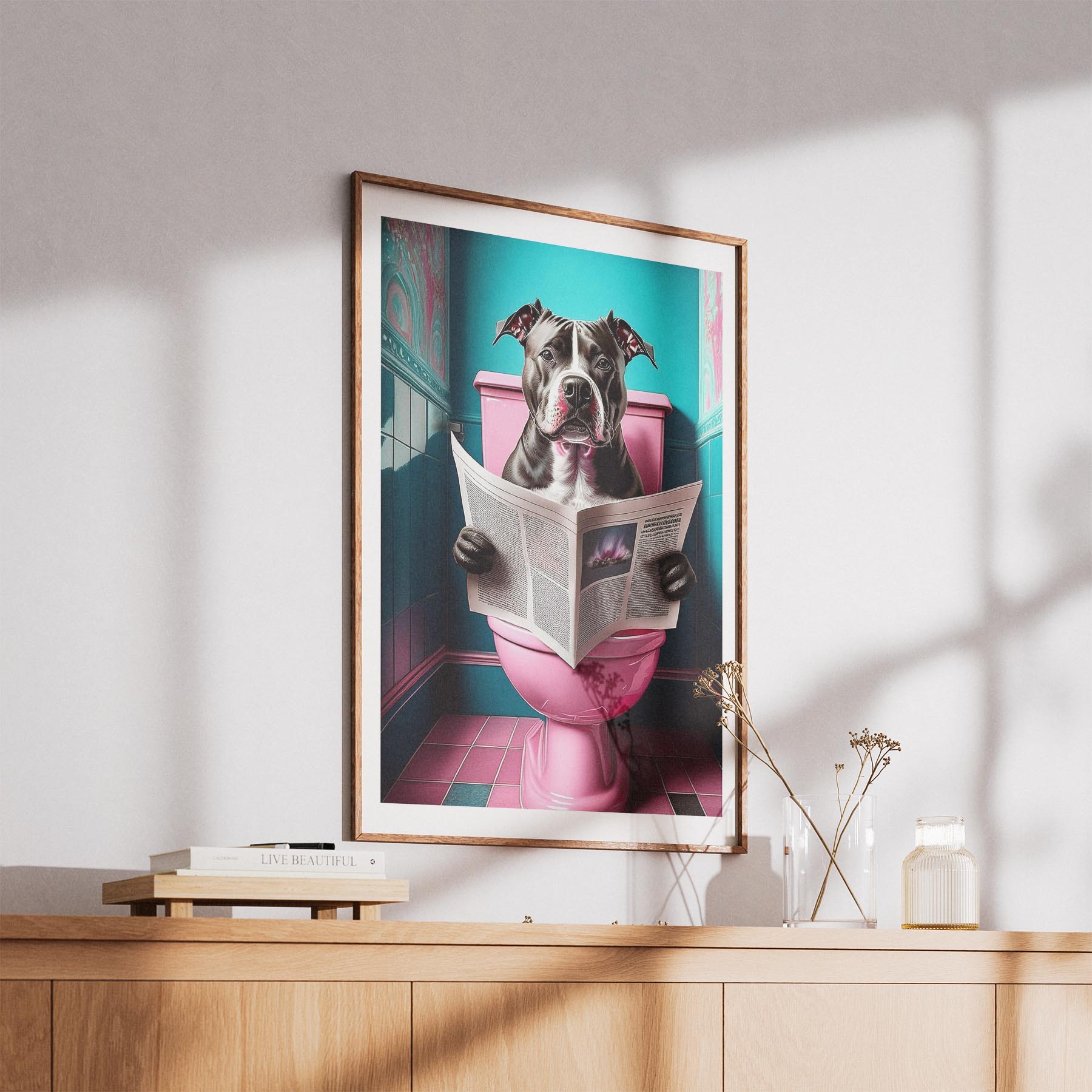 American Pitbull Terrier Toilet Dogs PInk and Turquise image 5