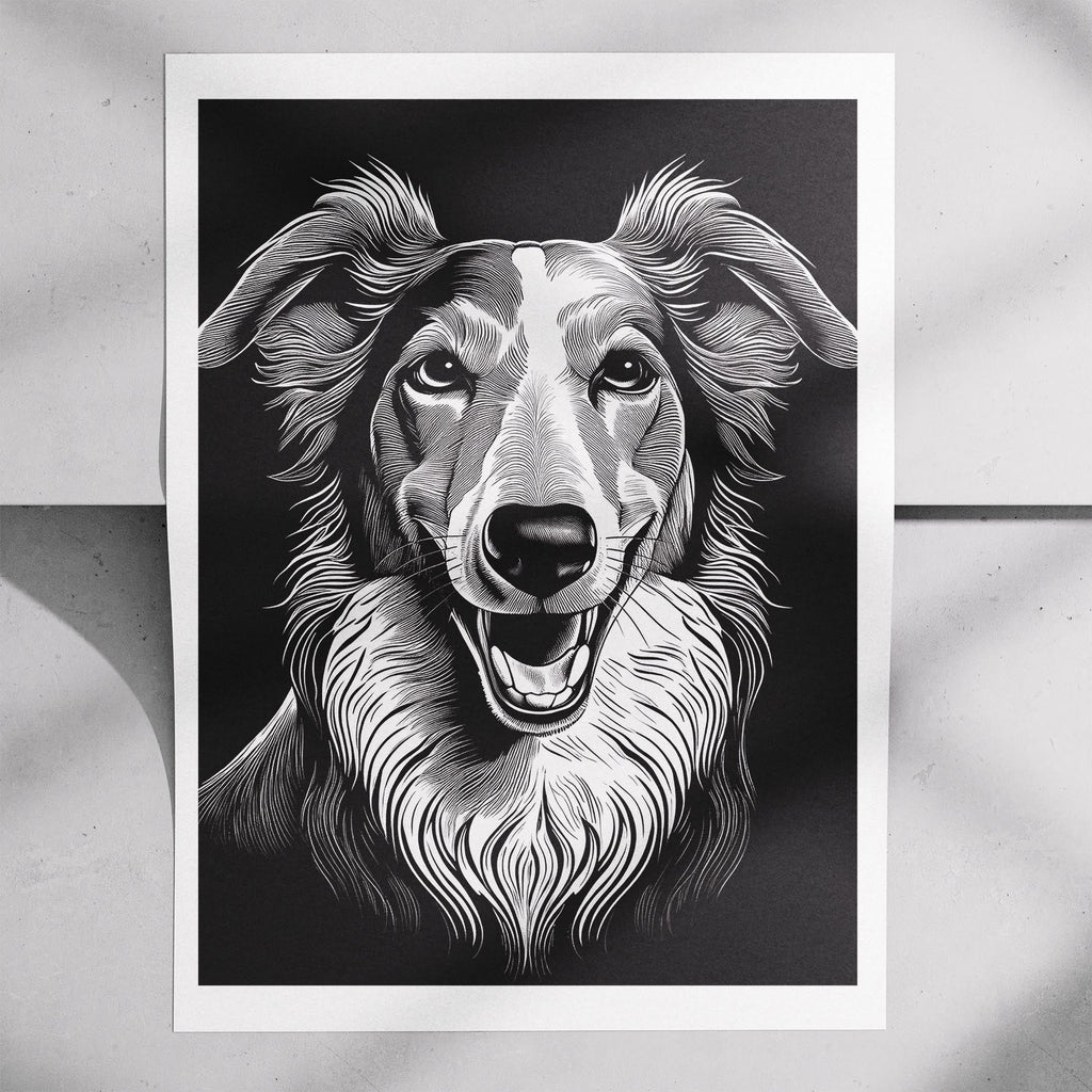 Borzoi Line Dog Series in Black and White image 7
