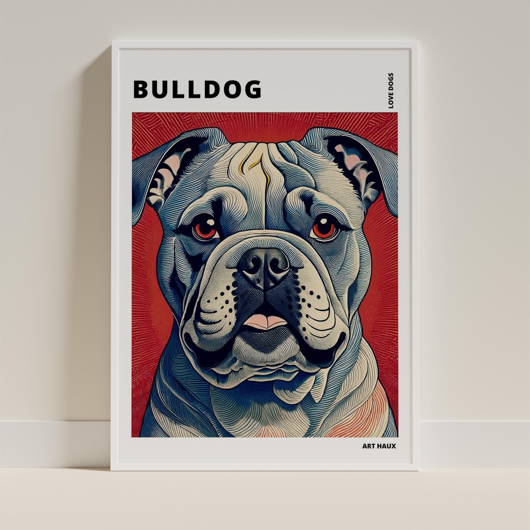 Bulldog Hokusai Japanese Inspired Dog Series with Text image 8