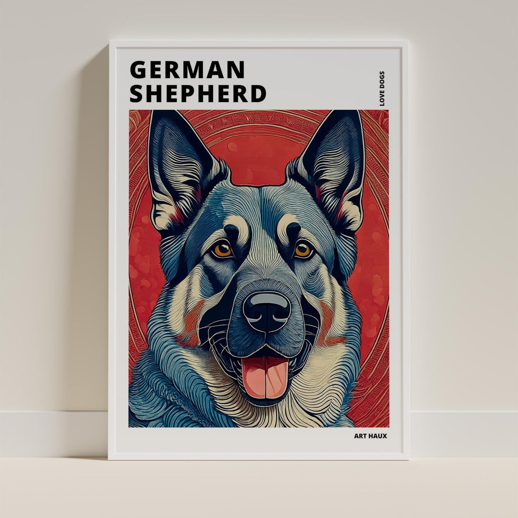 German Shepherd Hokusai Japanese Inspired Dog Series with Text image 8