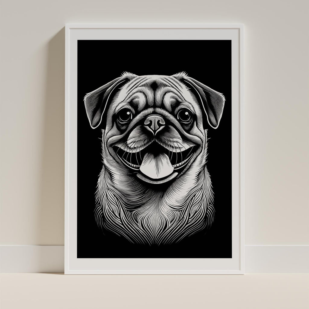 Pug Line Dog Series in Black and White image 9