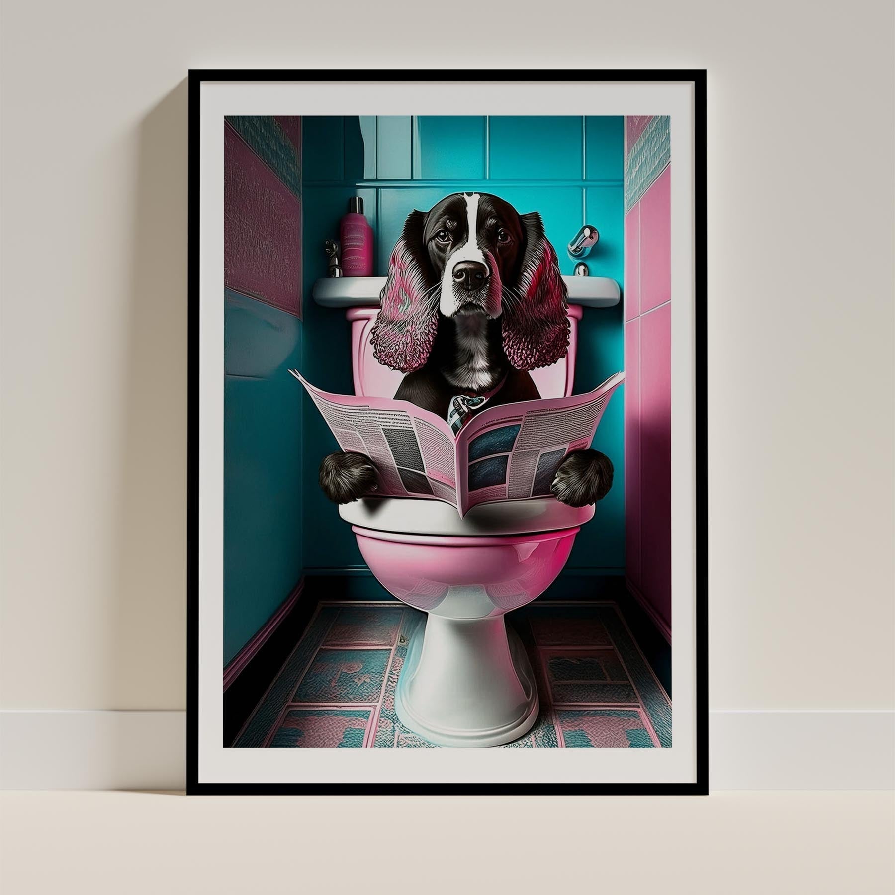 Cocker Spaniel Toilet Dogs PInk and Turquise image 0