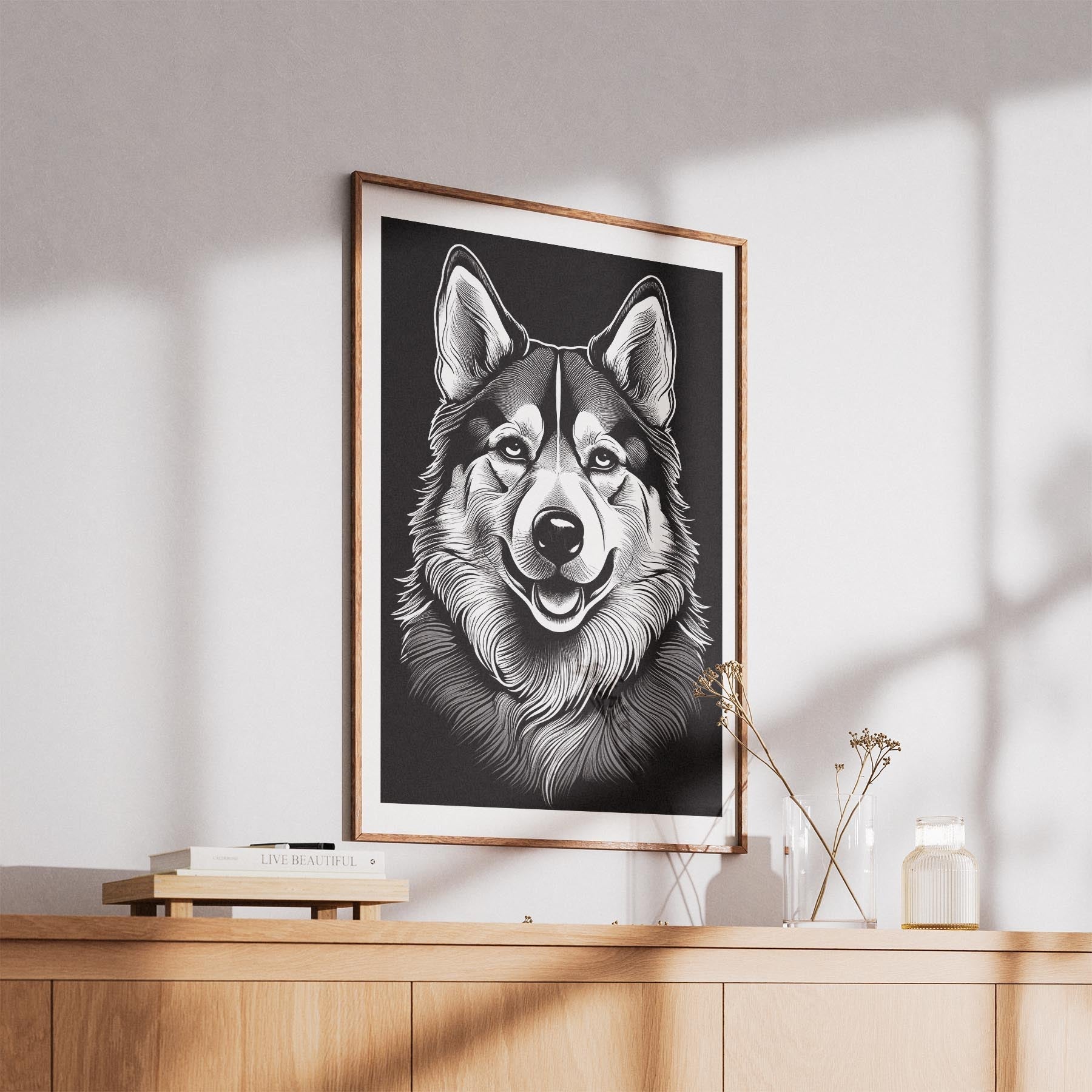 Alaskan Malamute Line Dog Series in Black and White image 5