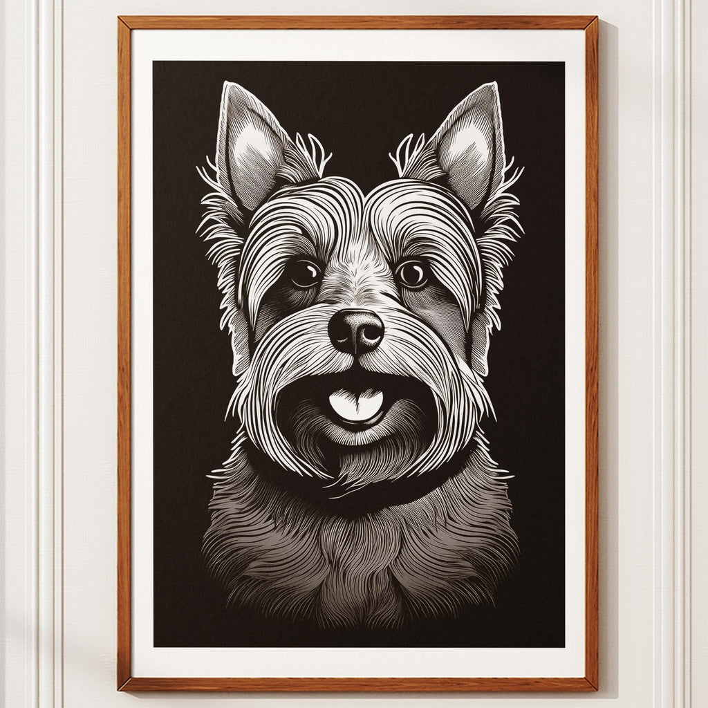 Yorkshire Terrier Line Dog Series in Black and White image 10