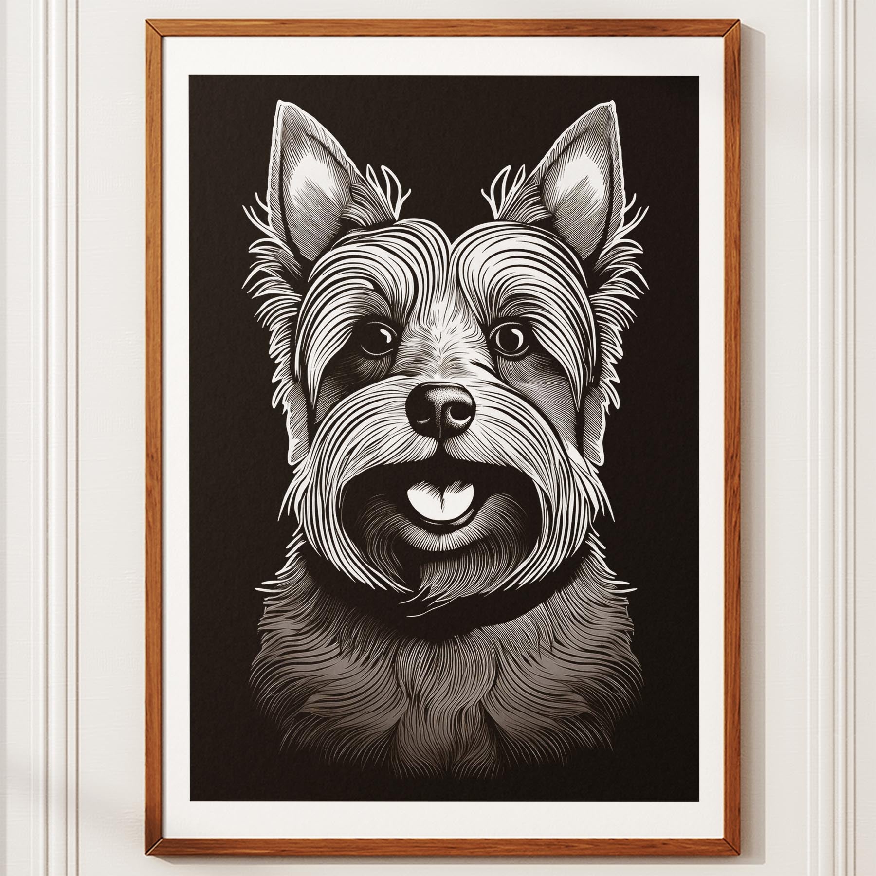 Yorkshire Terrier Line Dog Series in Black and White image 10