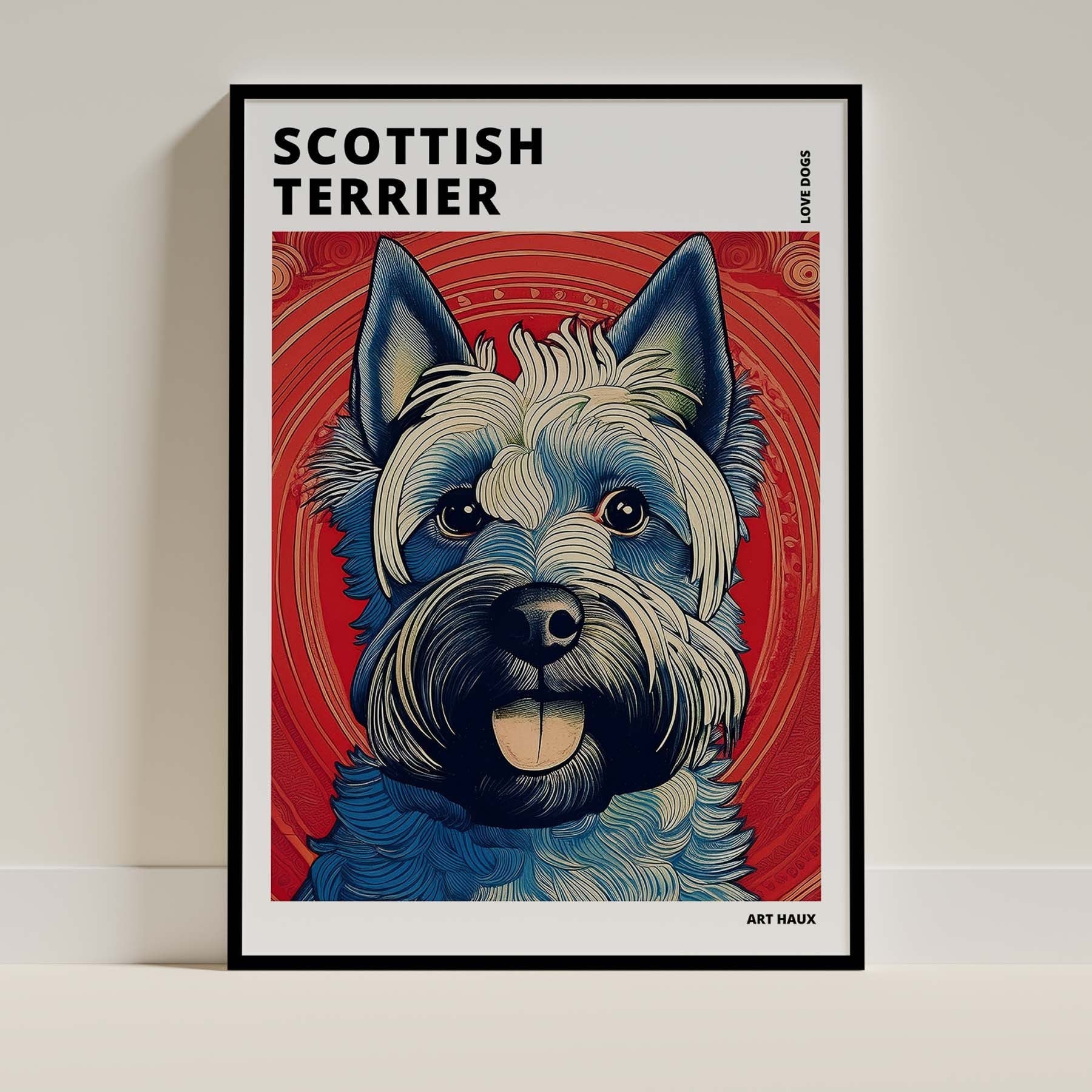 Scottish Terrier Hokusai Japanese Inspired Dog Series with Text image 0
