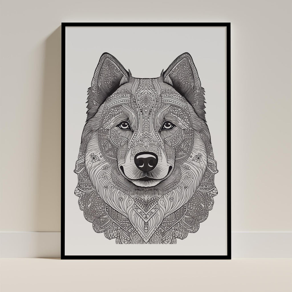 Samoyed Mandala Black and White Dog Series image 0