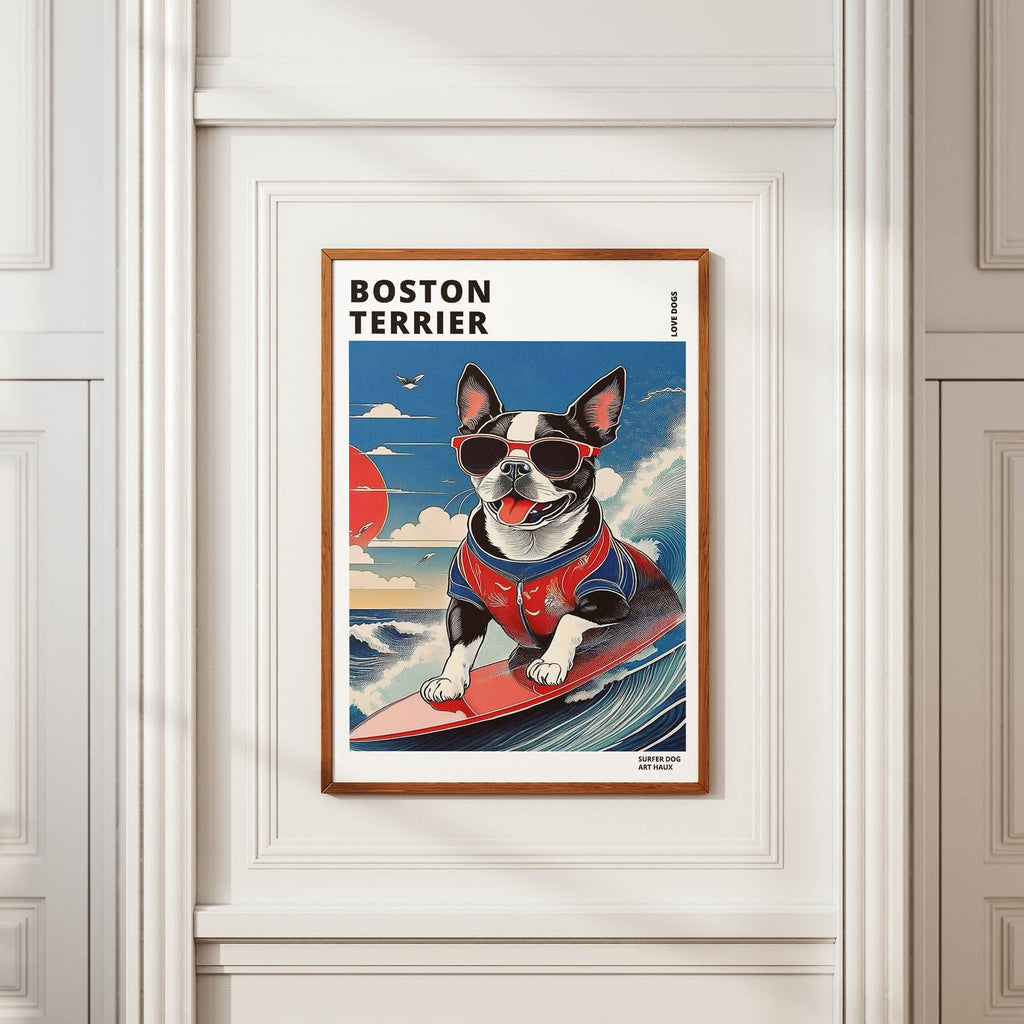 Boston Terrier Hokosai Surfer Dogs 1 image 2