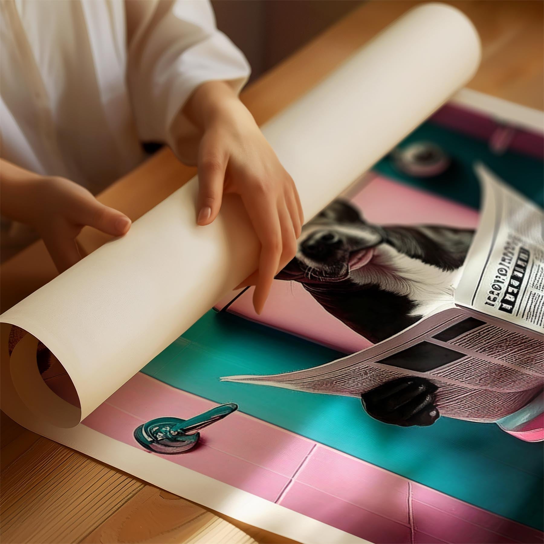 Staffordshire Bull Terrier Toilet Dogs PInk and Turquise image 3