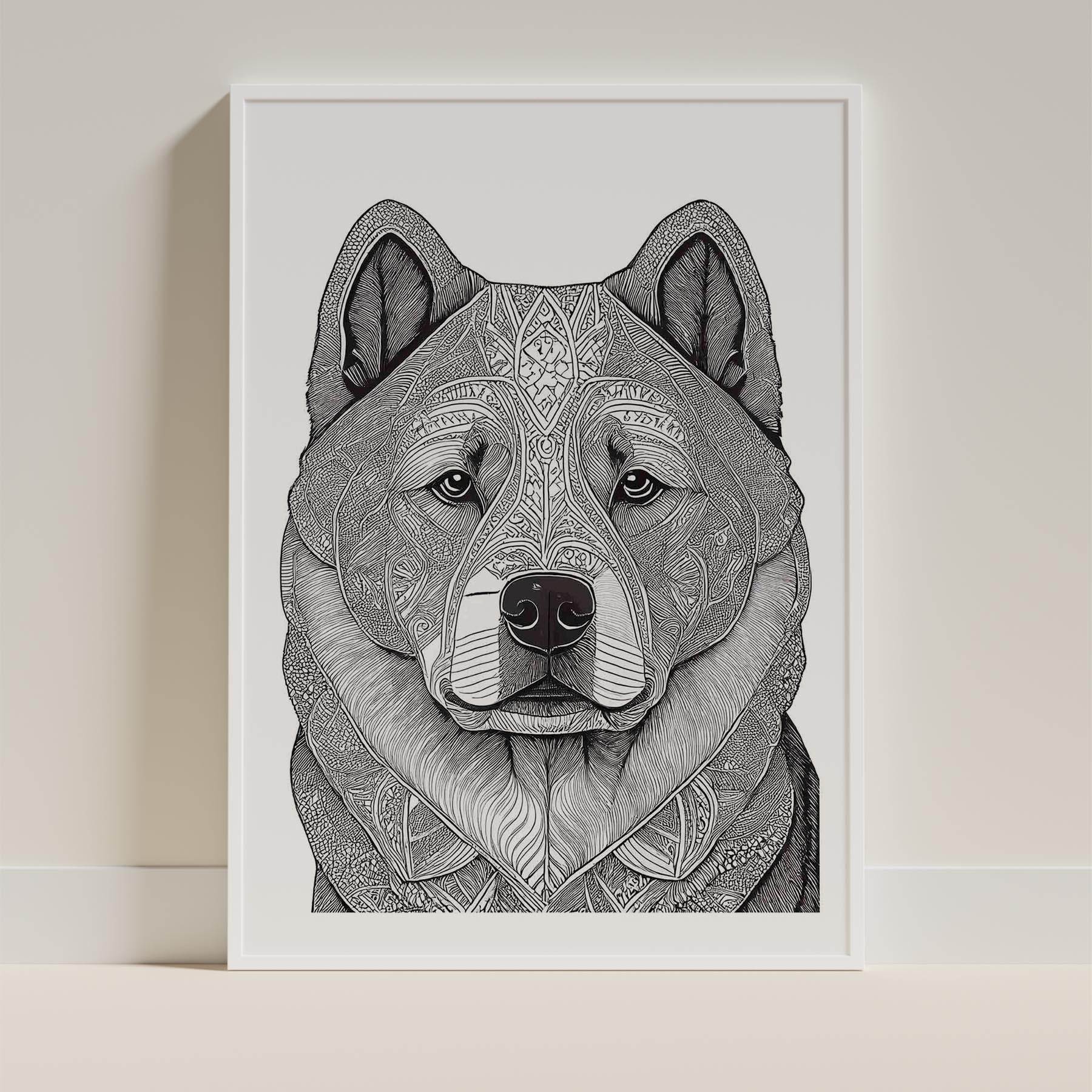 Chow Chow Mandala Black and White Dog Series image 9