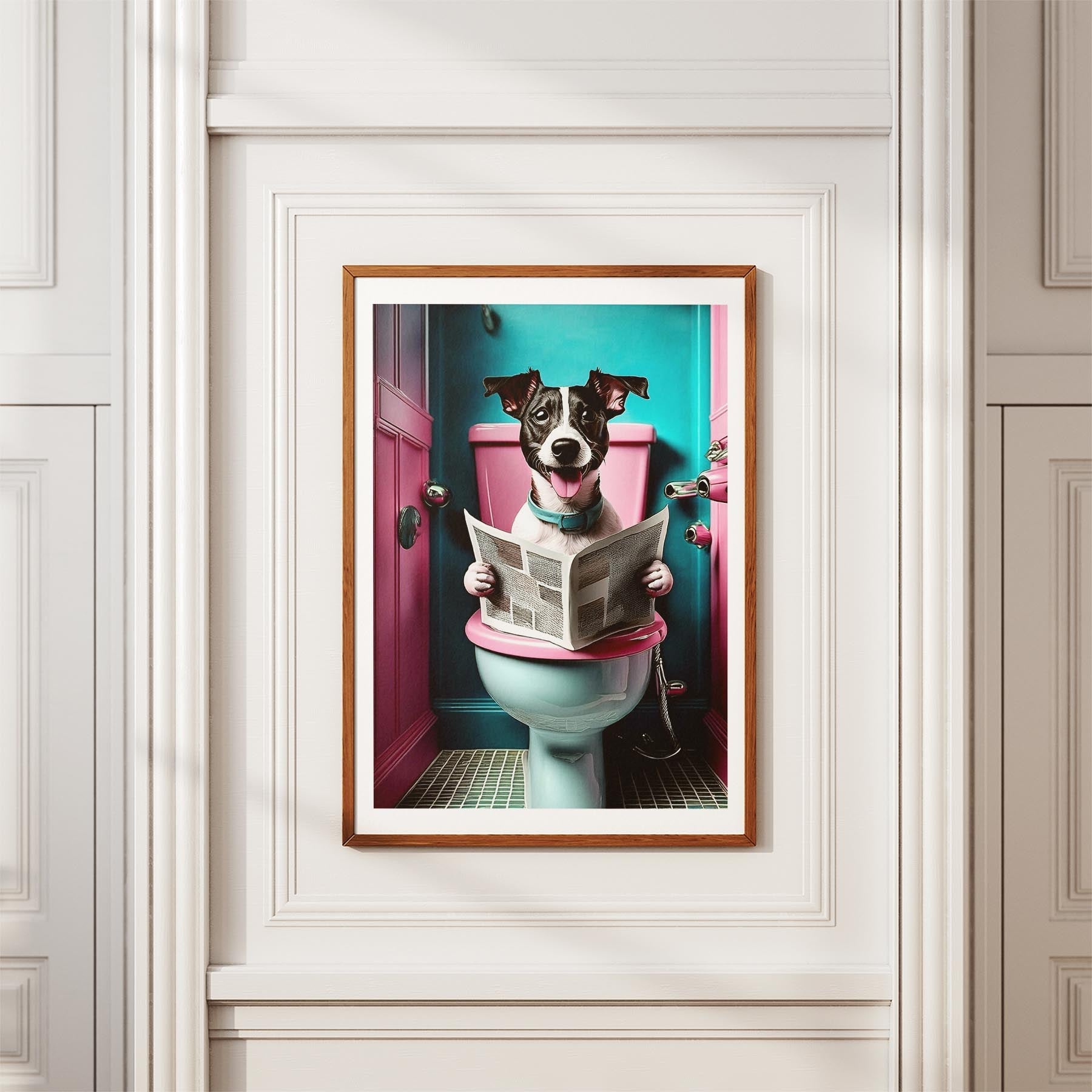 Jack Russell Toilet Dogs PInk and Turquise image 3