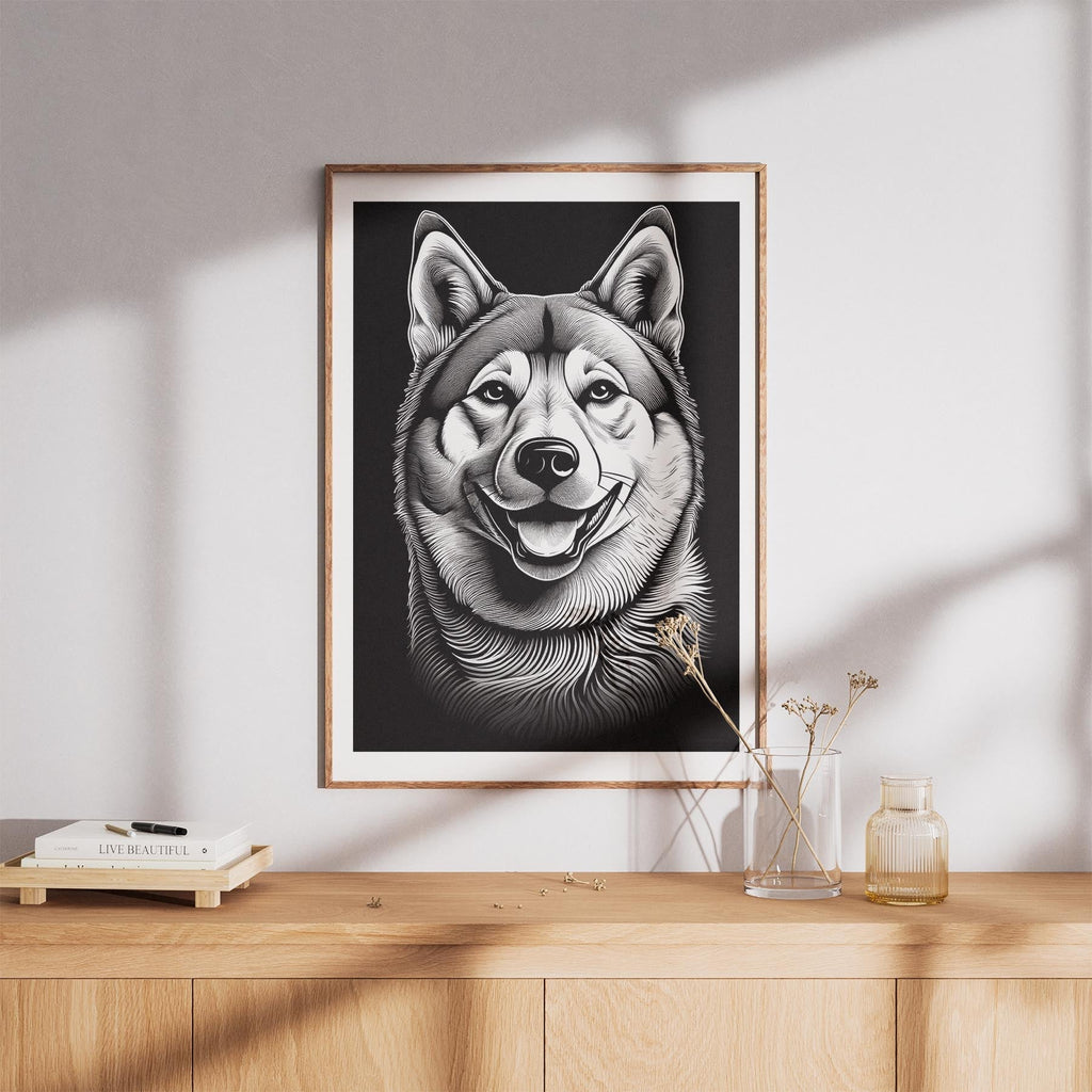 Akita Inu Line Dog Series in Black and White image 8