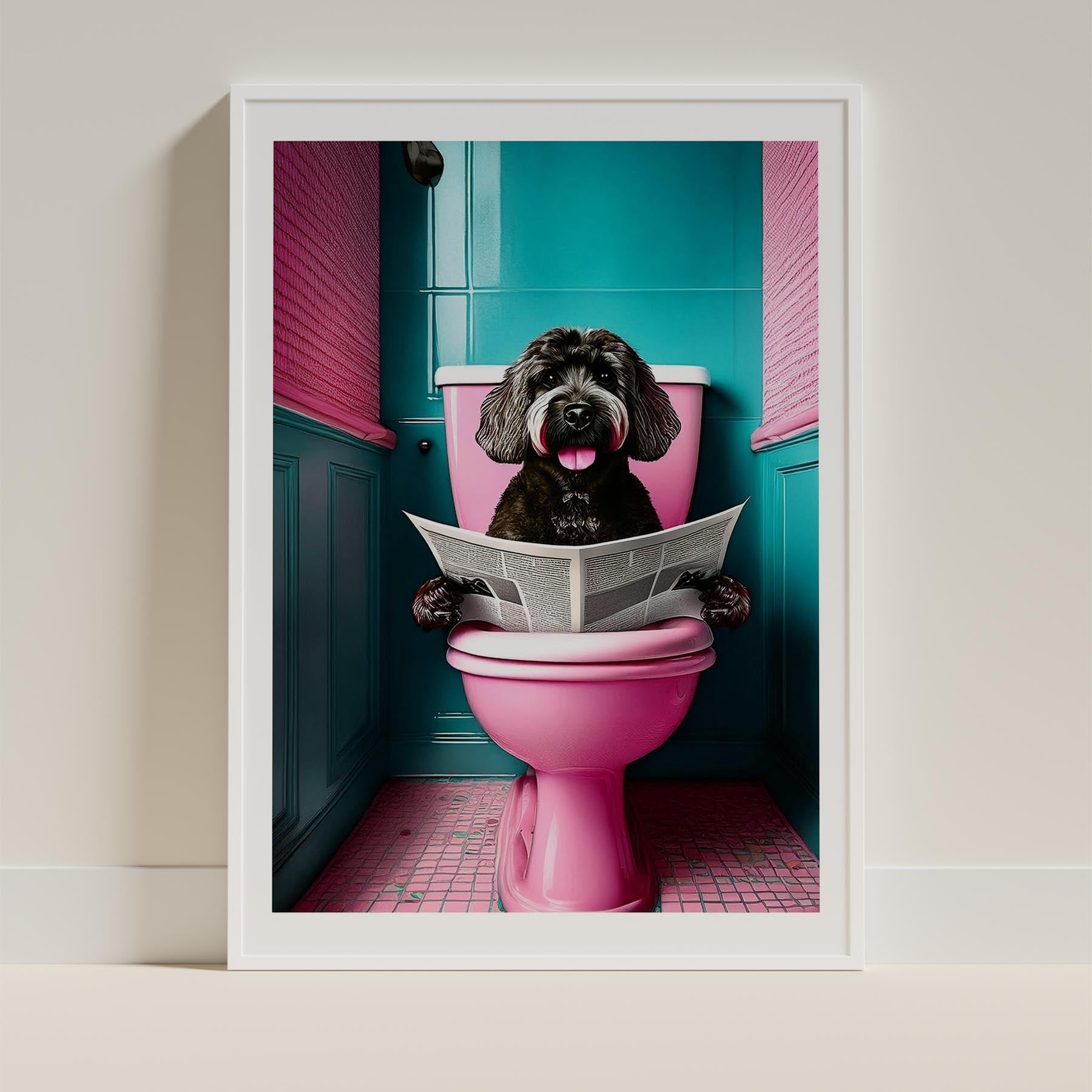 Groodle Toilet Dogs PInk and Turquise image 9
