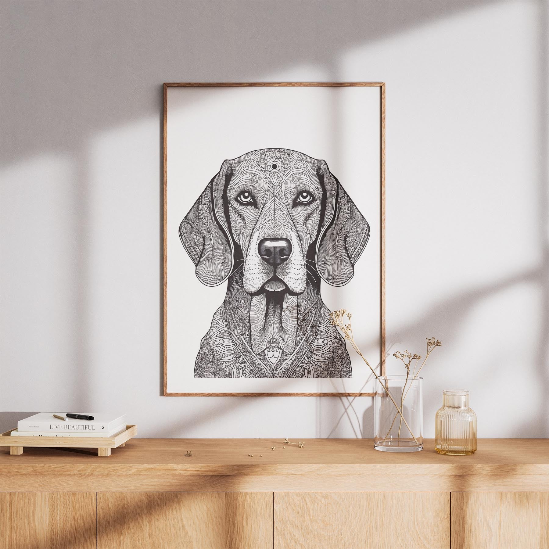 Bloodhound Mandala Black and White Dog Series image 8