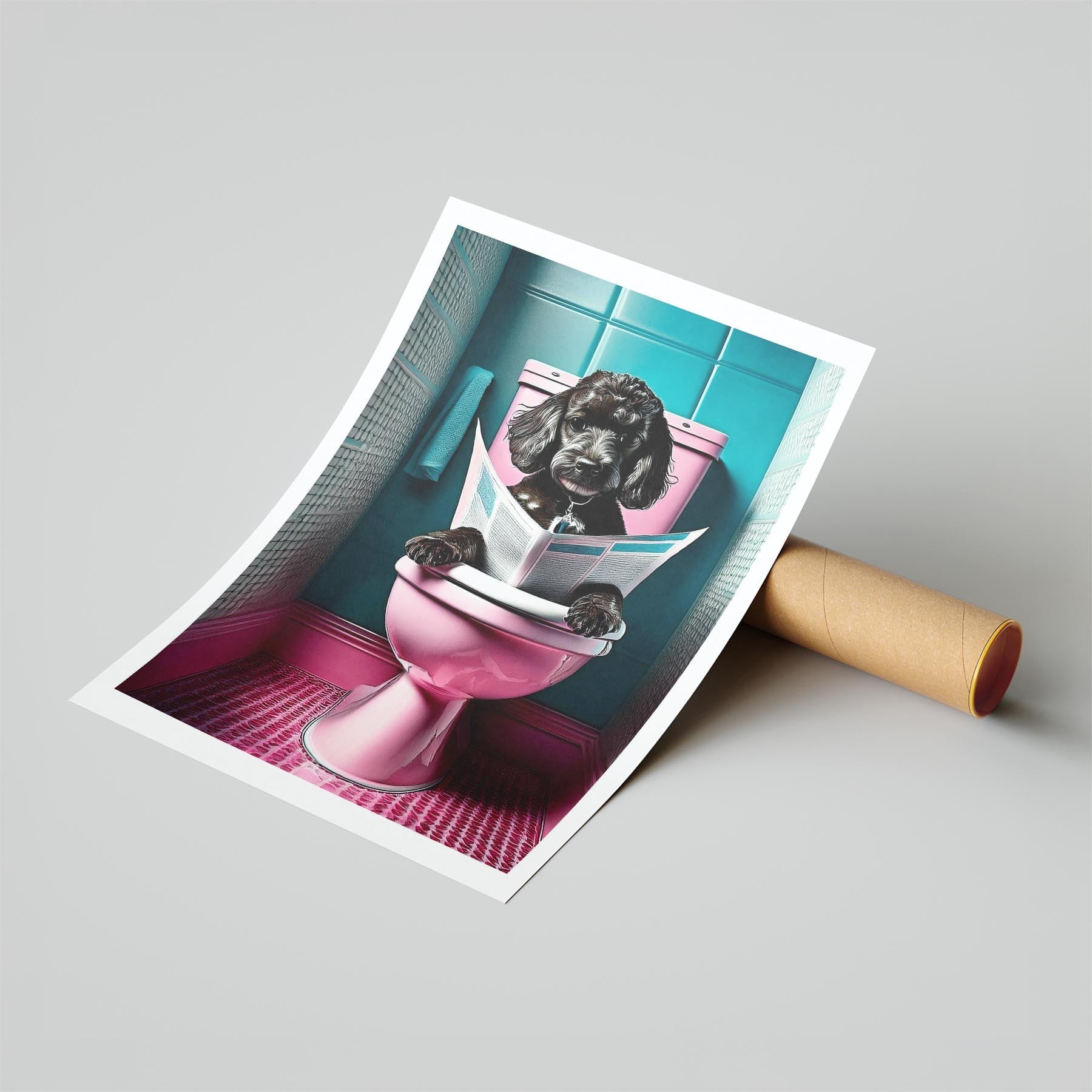 Poodle Toilet Dogs PInk and Turquise image 6