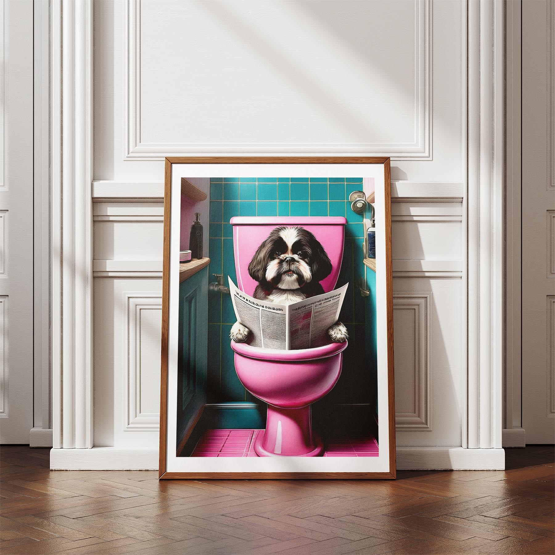 Shih Tzu Toilet Dogs PInk and Turquise image 4