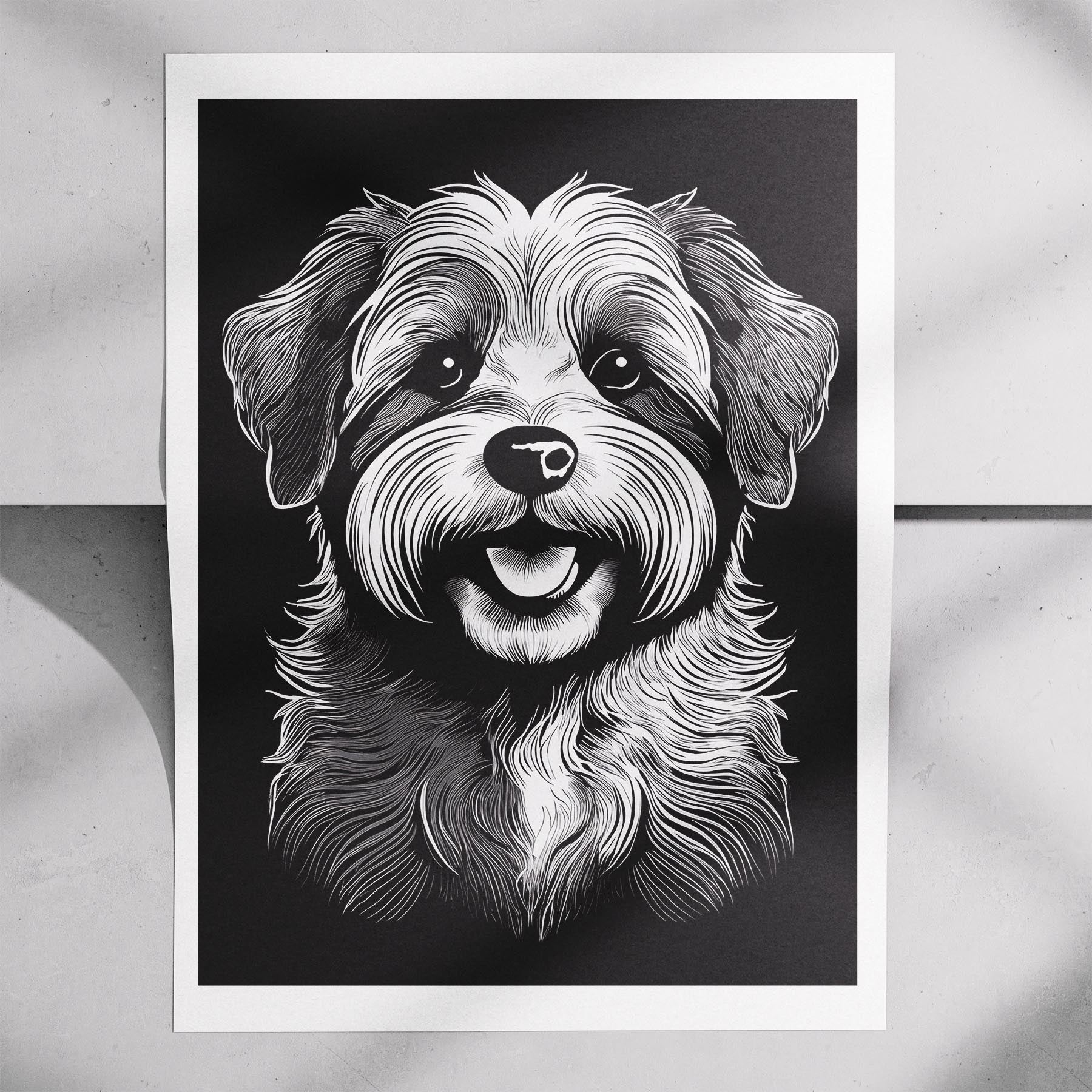 Havanese Line Dog Series in Black and White image 7