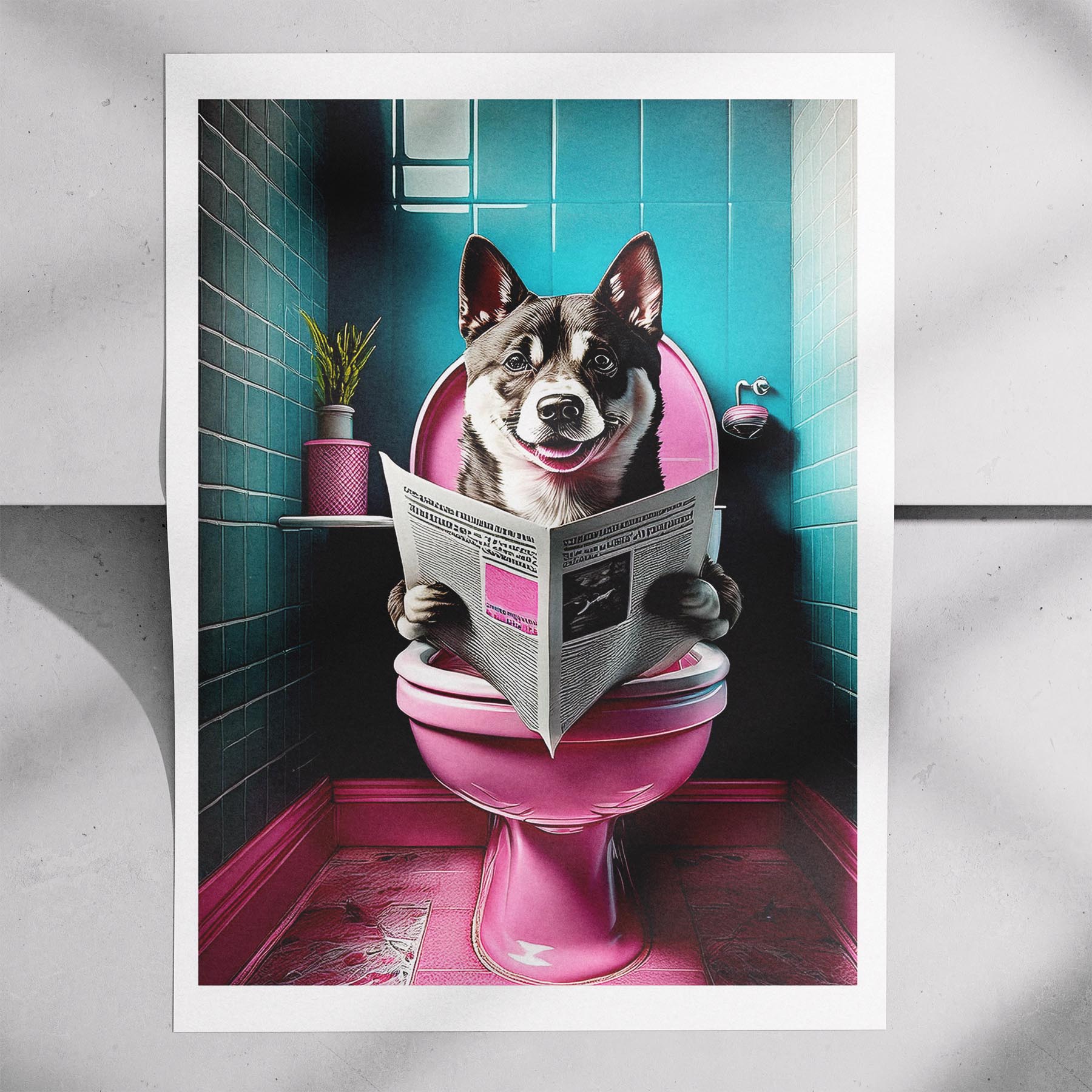 Shiba Toilet Dogs PInk and Turquise image 7