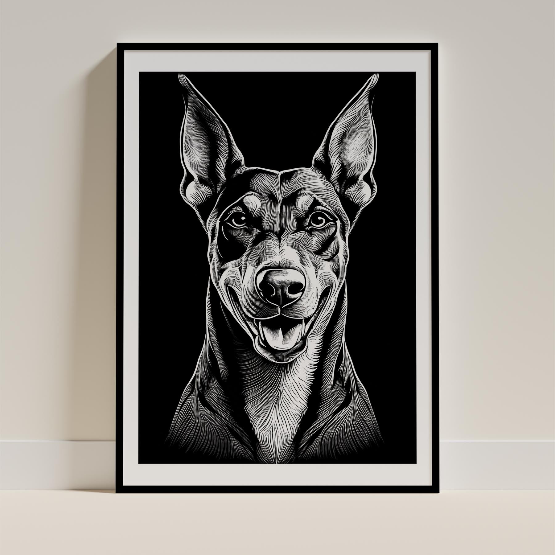 Doberman Line Dog Series in Black and White image 0