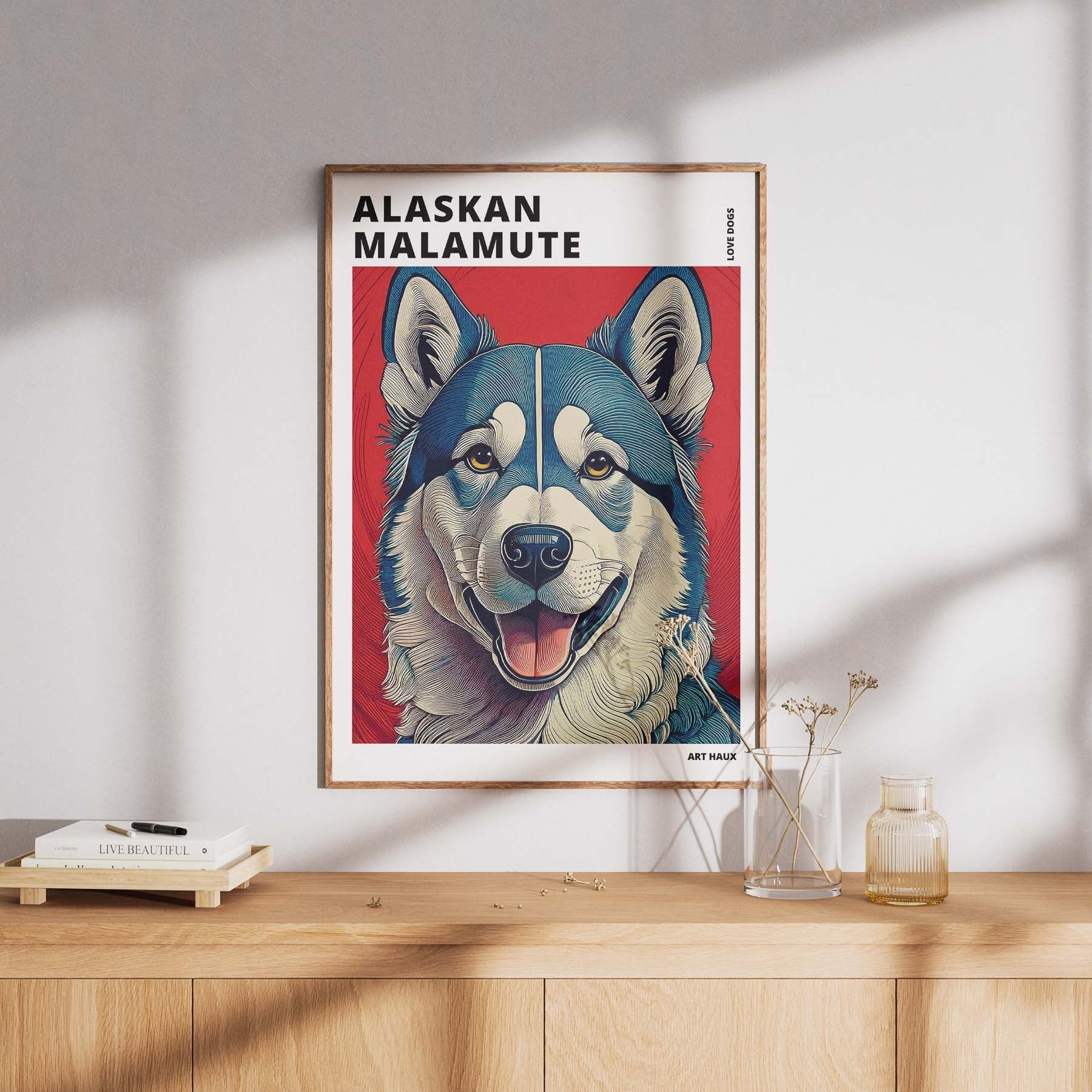 Alaskan Malamute Hokusai Japanese Inspired Dog Series with Text image 7