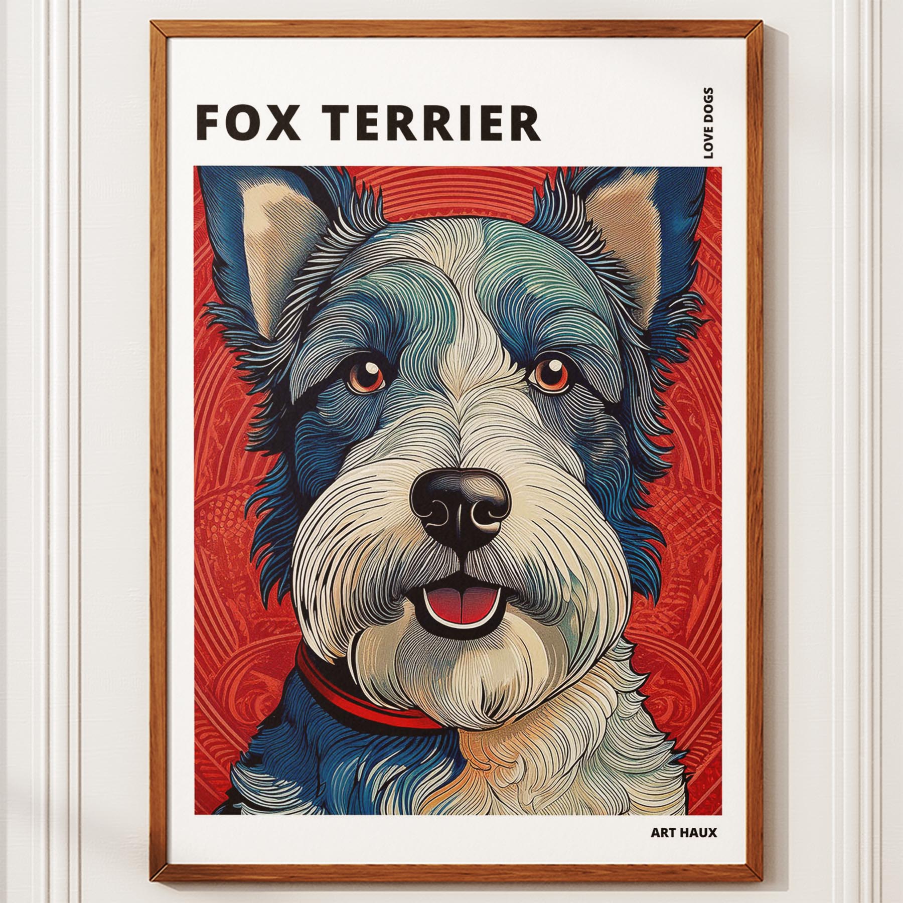 Fox Terrier Hokusai Japanese Inspired Dog Series with Text image 9