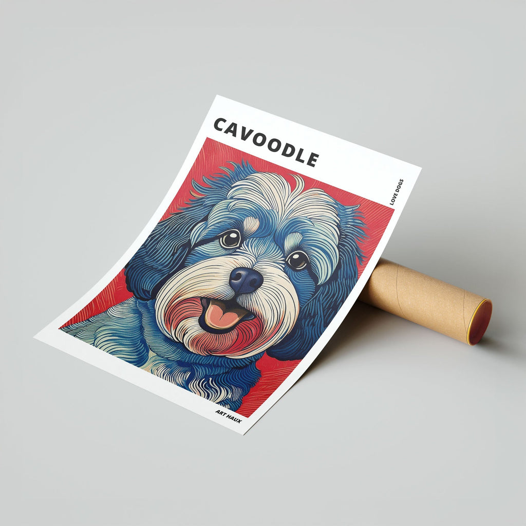 Cavoodle Hokusai Japanese Inspired Dog Series with Text image 6