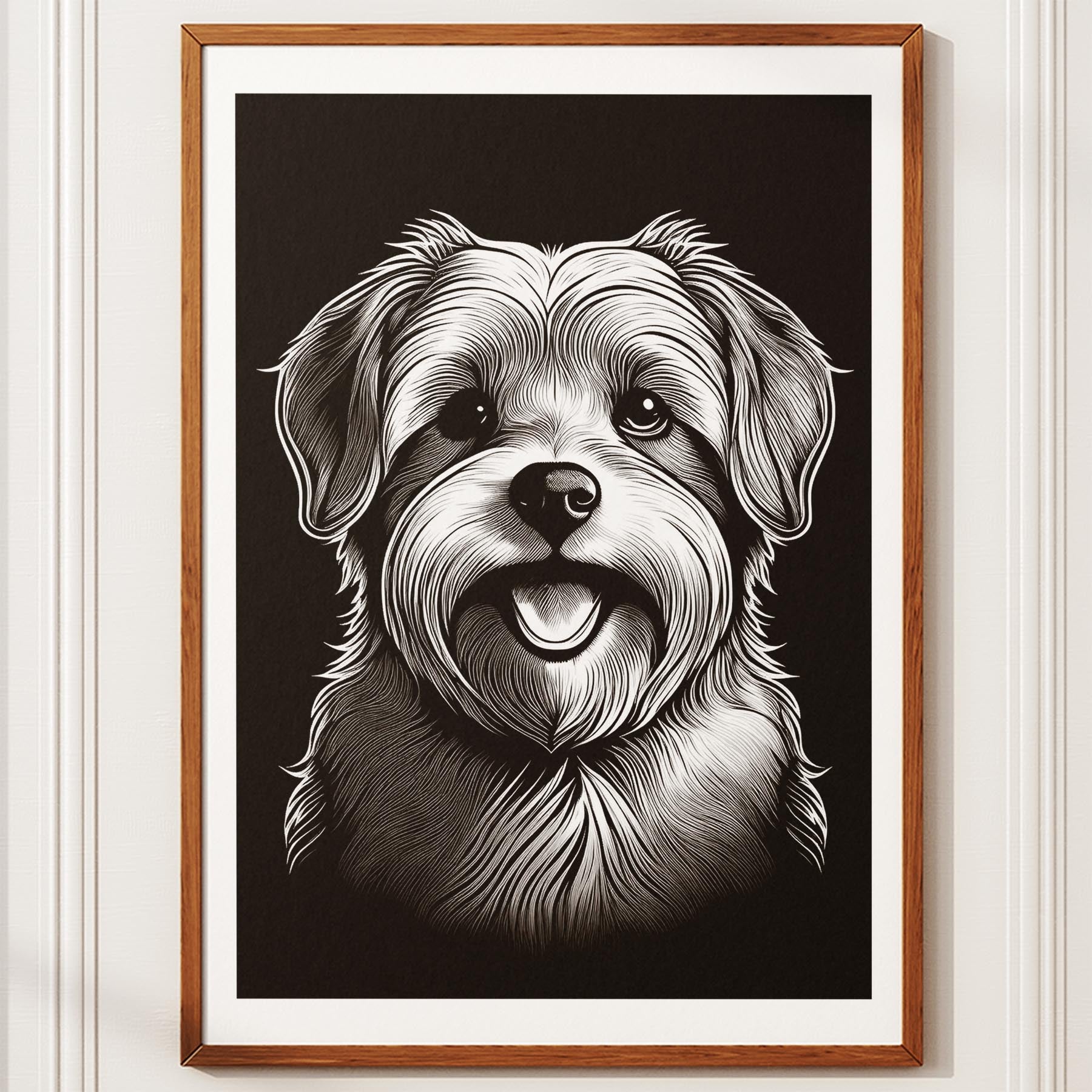 Maltese Line Dog Series in Black and White image 10