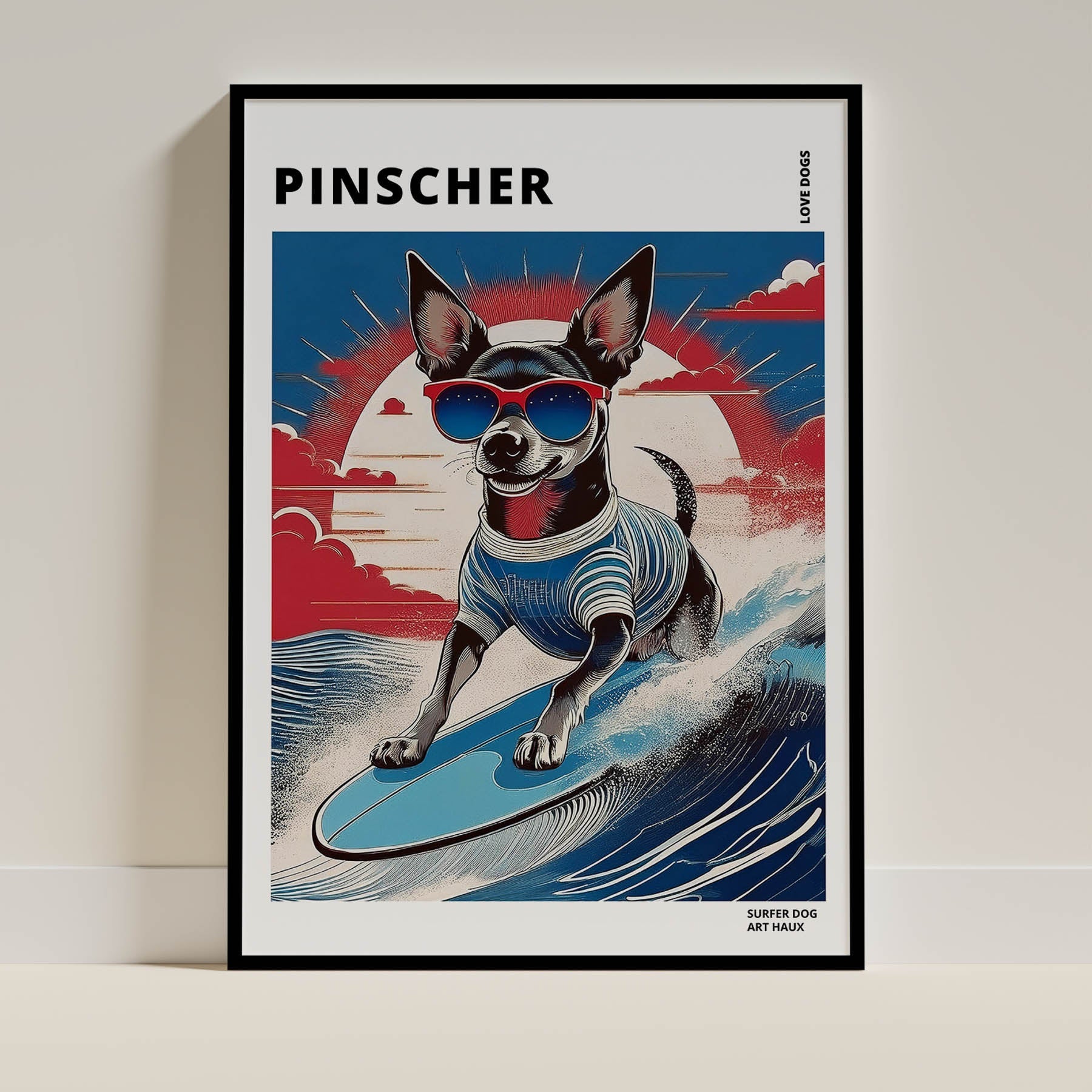 Pinscher Hokosai Surfer Dogs 1 image 0