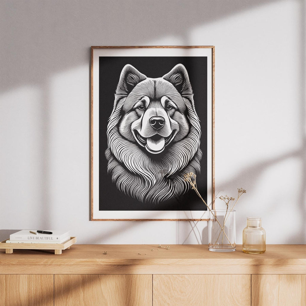 Chow Chow Line Dog Series in Black and White image 8