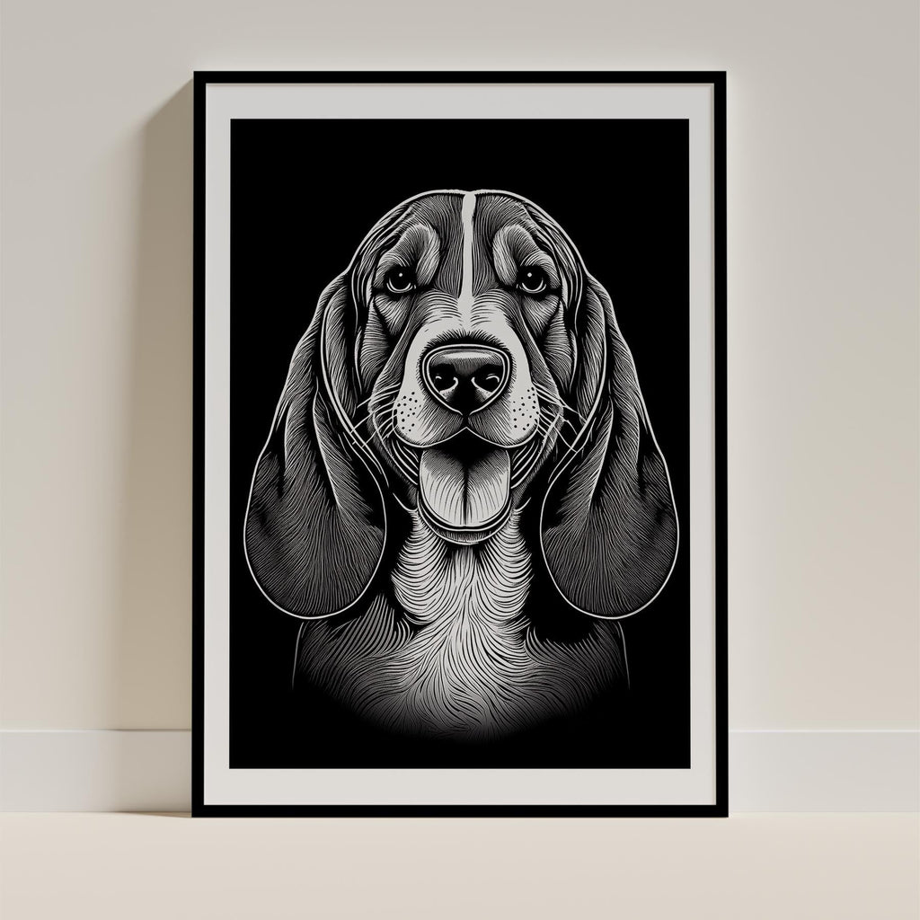 Basset Hound Line Dog Series in Black and White image 0