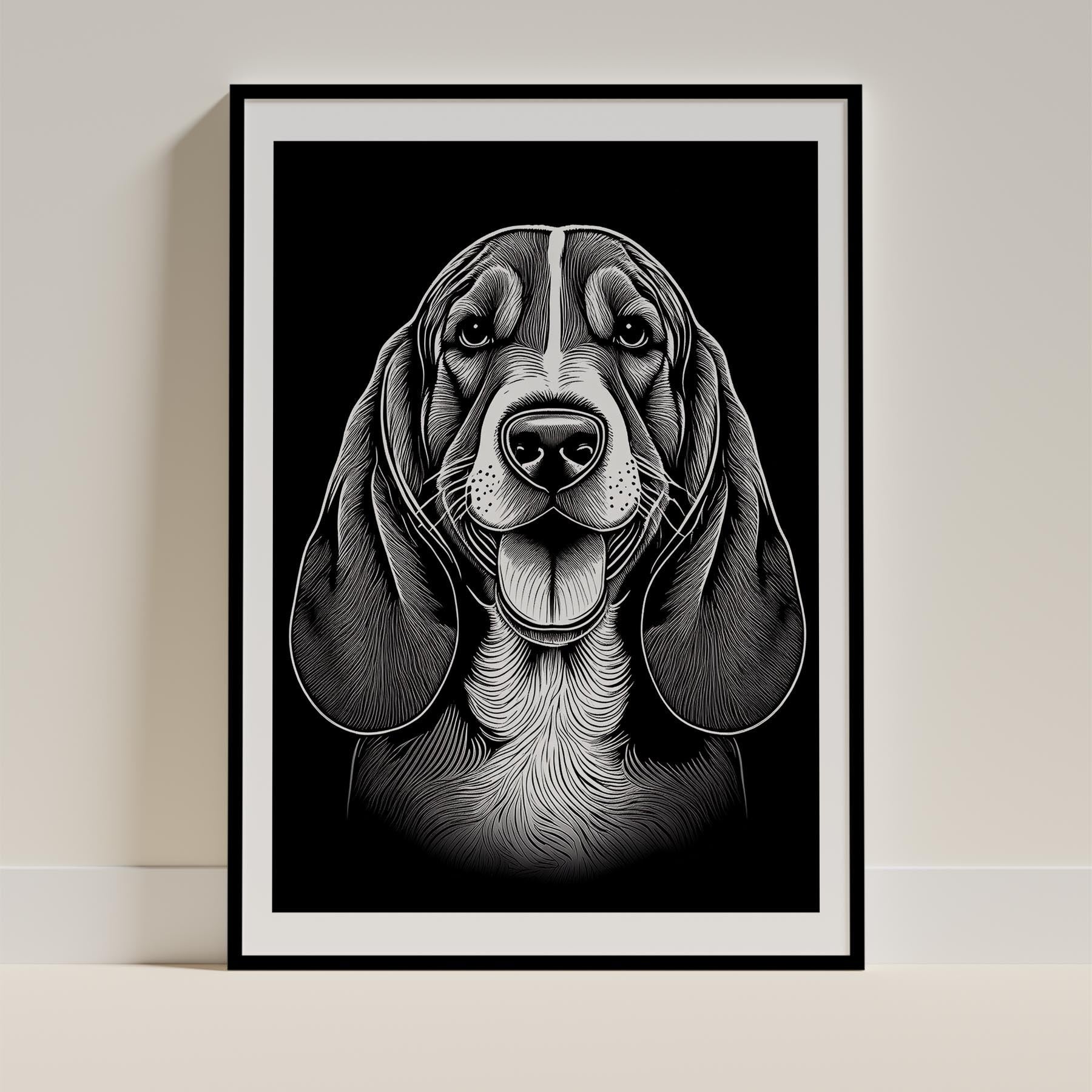 Basset Hound Line Dog Series in Black and White image 0