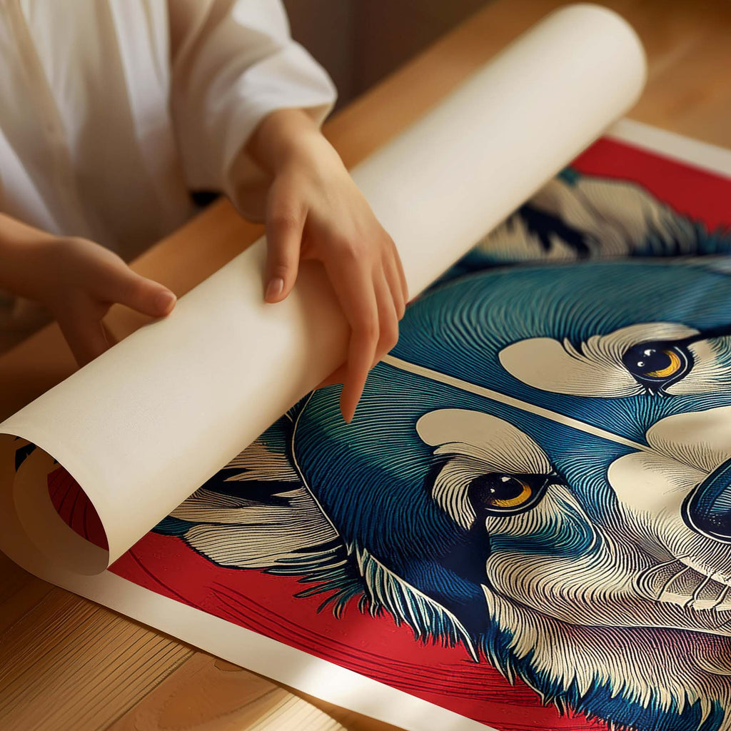 Alaskan Malamute Hokusai Japanese Inspired Dog Series with Text image 1