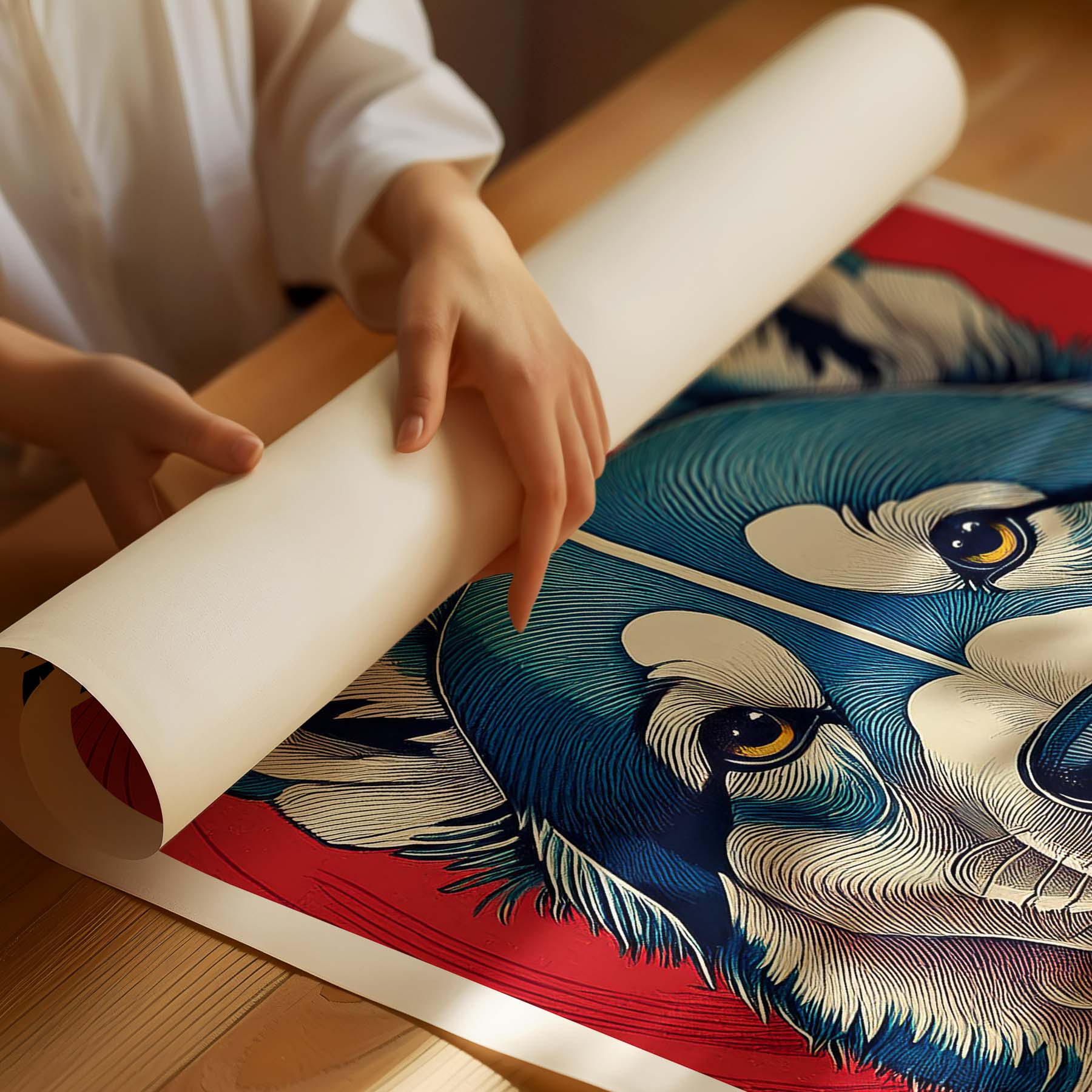 Alaskan Malamute Hokusai Japanese Inspired Dog Series with Text image 1