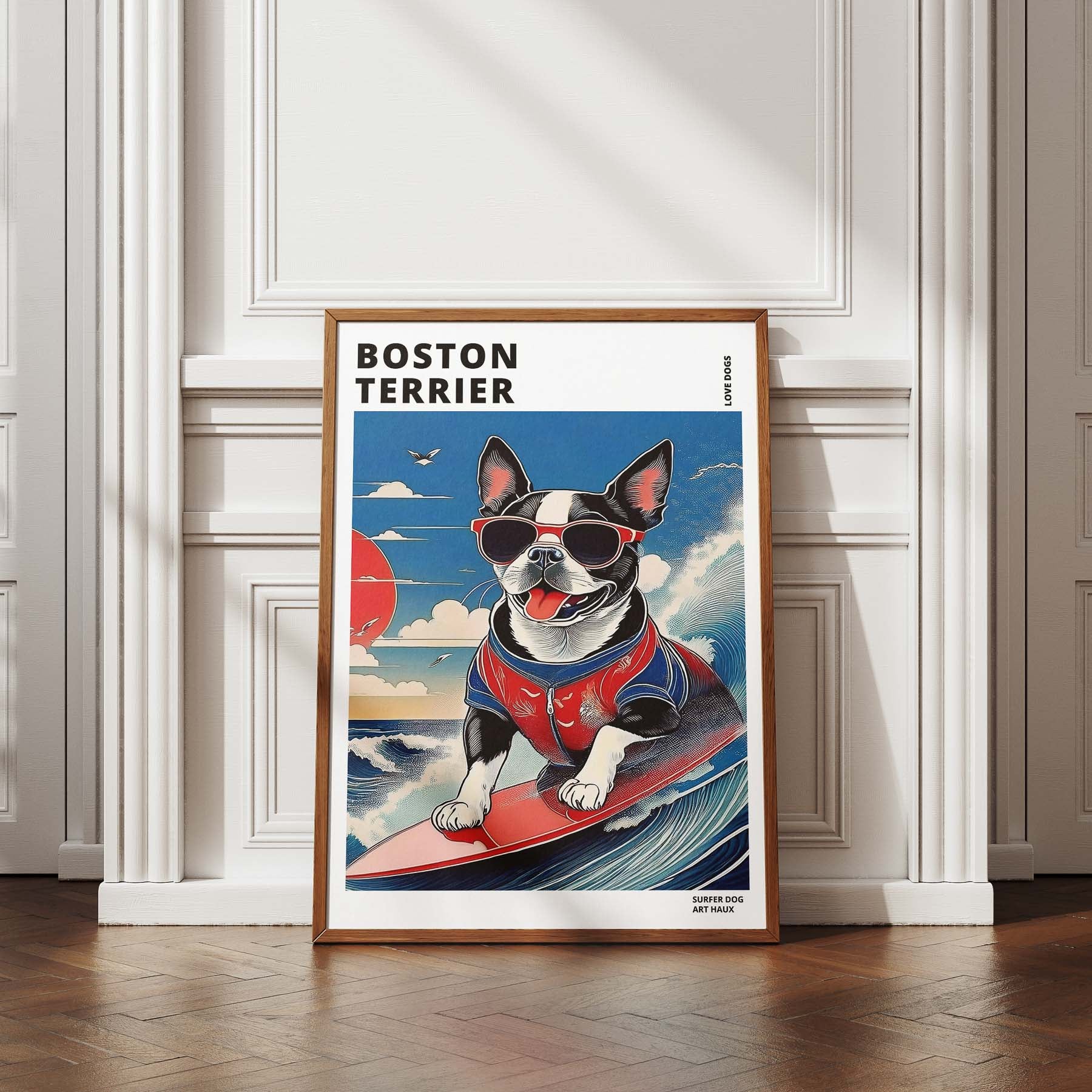 Boston Terrier Hokosai Surfer Dogs 1 image 4