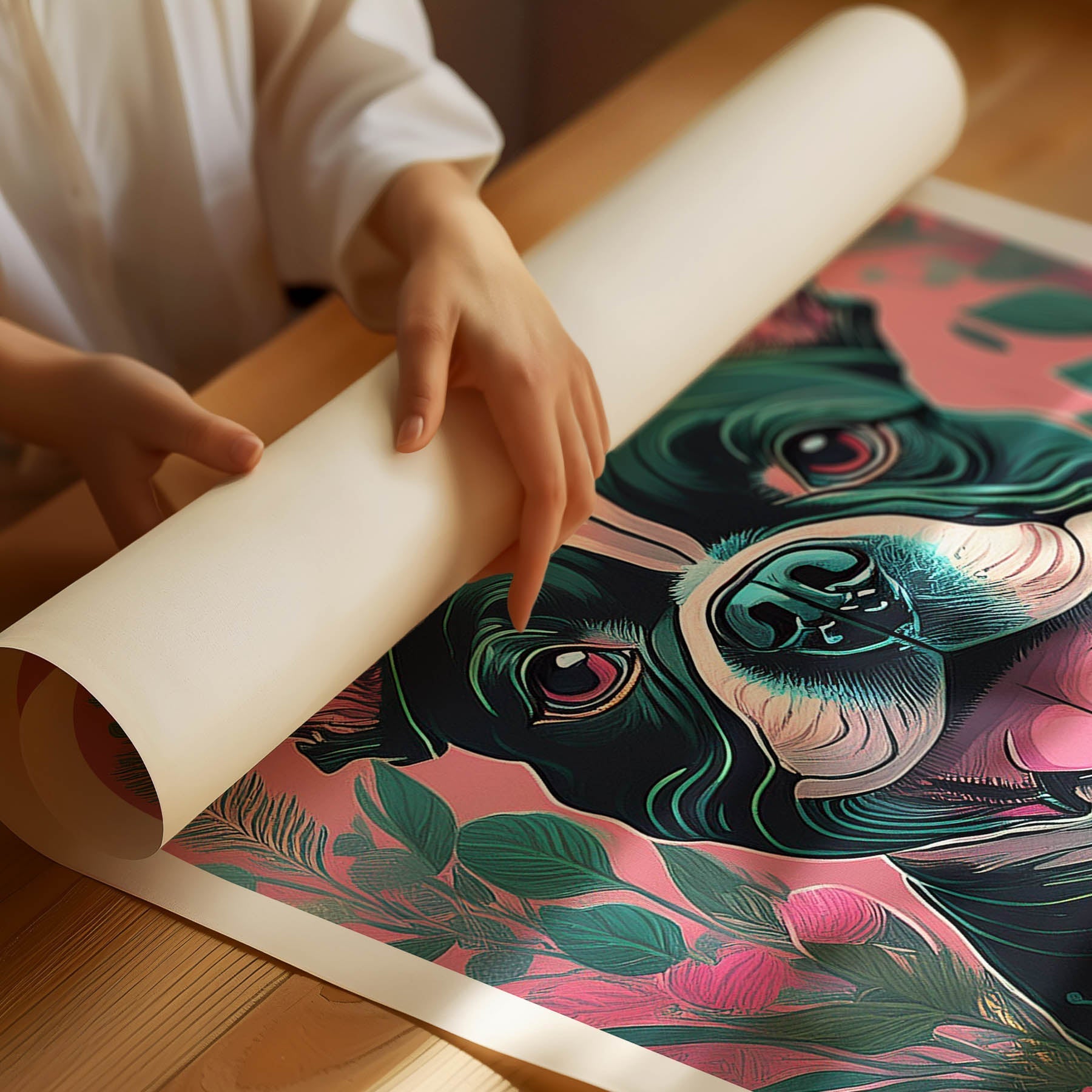 Boston Terrier 3 Flowery Dog image 1