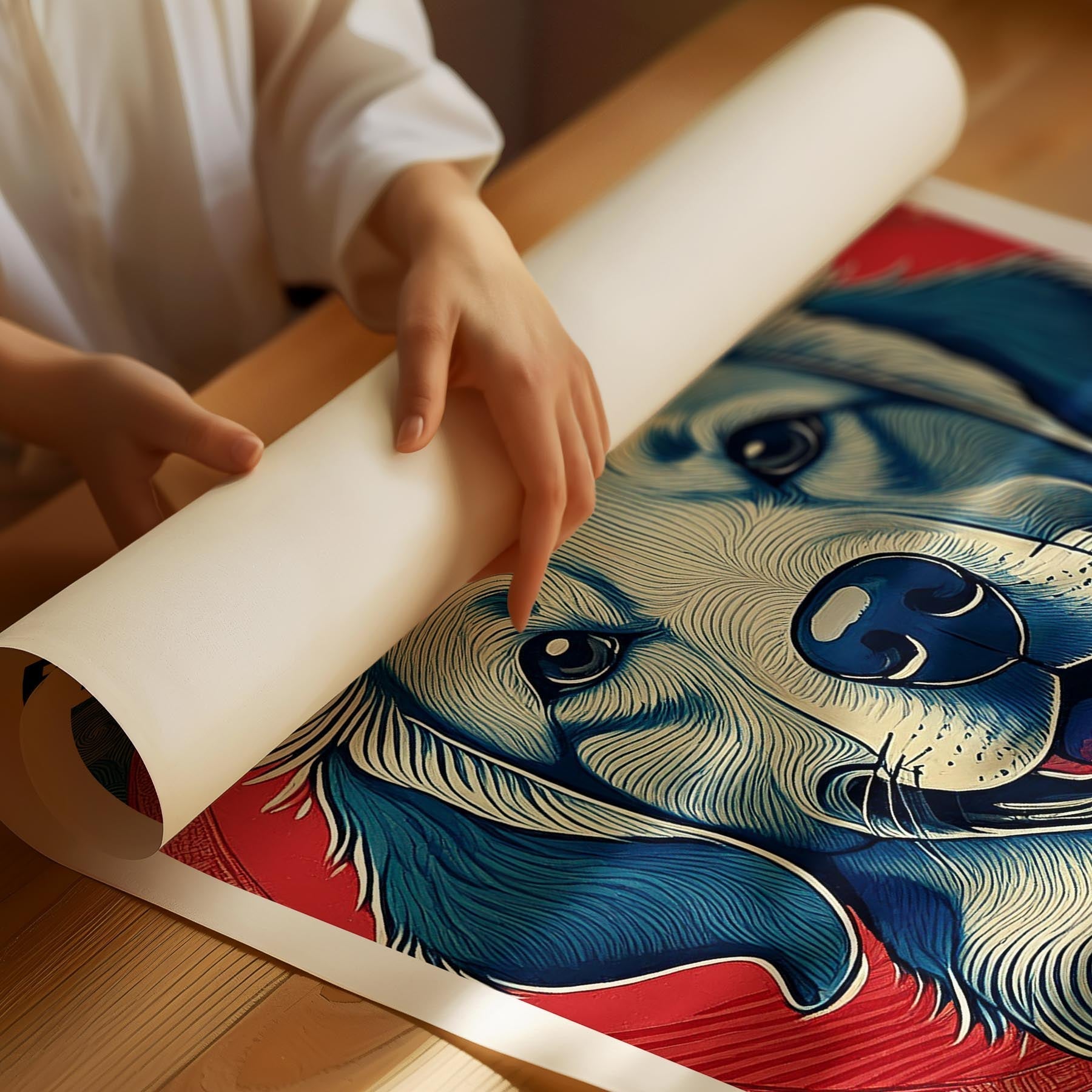 Golden Retriever Hokusai Japanese Inspired Dog Series with Text image 1