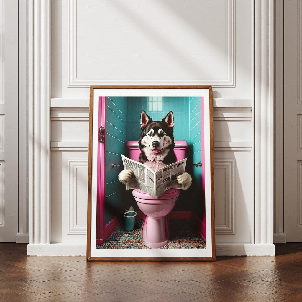 Alaskan Malamute Toilet Dogs PInk and Turquise image 4