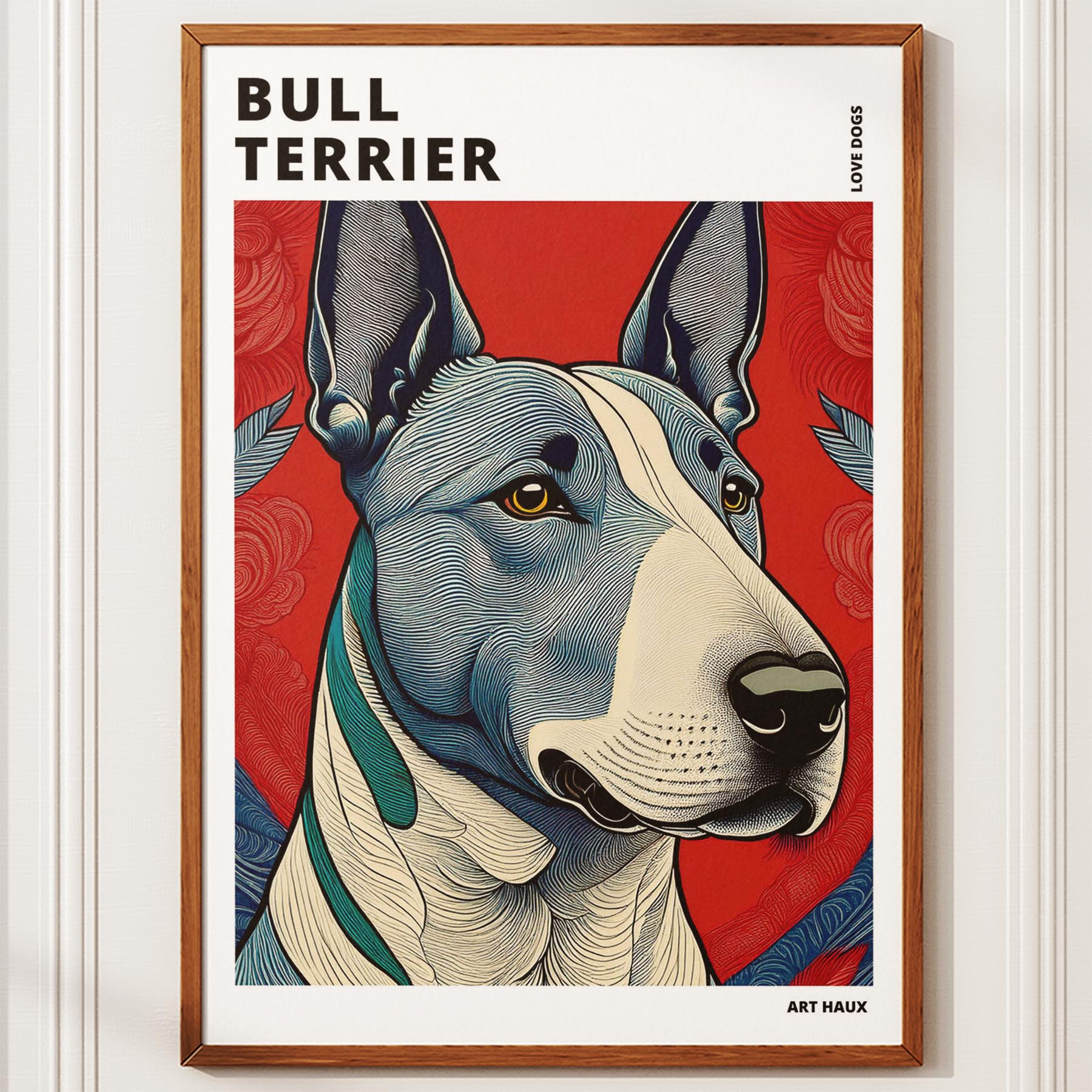 Bull Terrier Hokusai Japanese Inspired Dog Series with Text image 9