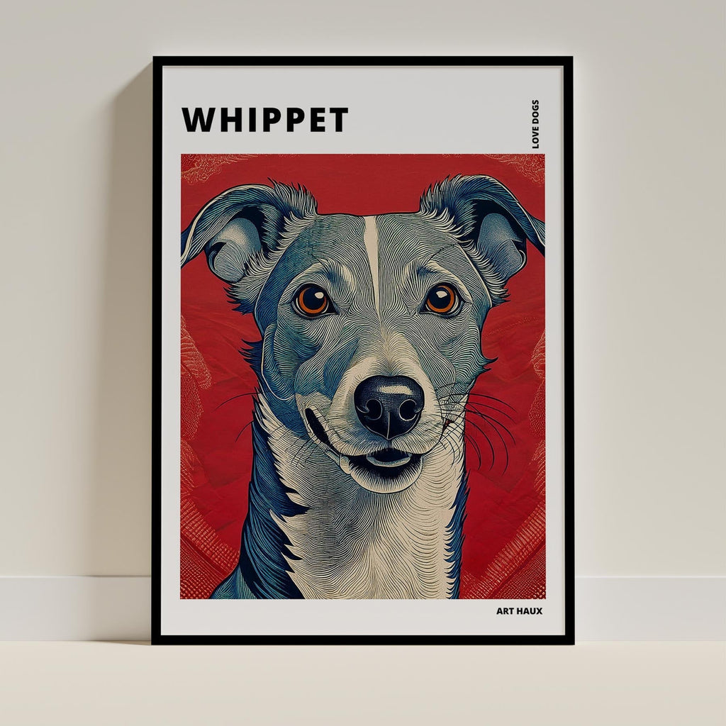 Whippet Hokusai Japanese Inspired Dog Series with Text image 0
