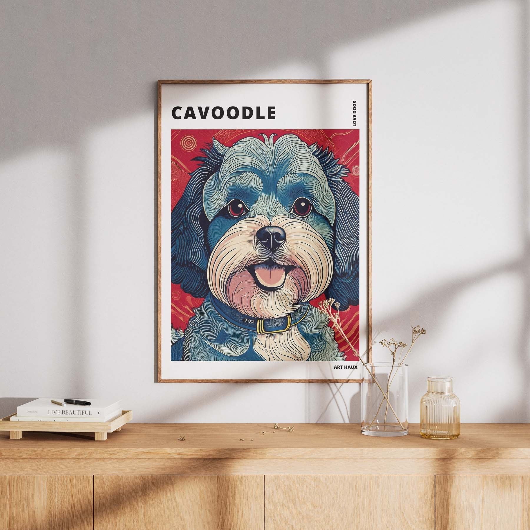 Cavoodle Hokusai Japanese Inspired Dog Series with Text image 7