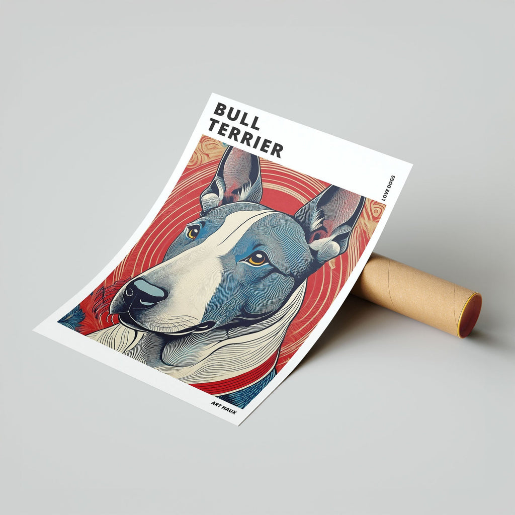 Bull Terrier Hokusai Japanese Inspired Dog Series with Text image 6
