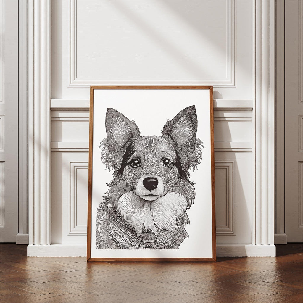 Papillon Mandala Black and White Dog Series image 4