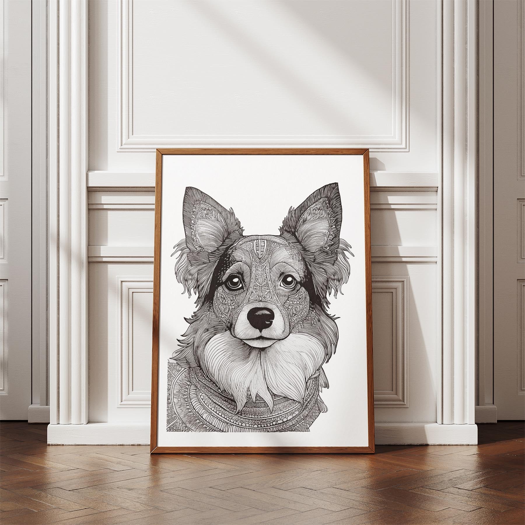 Papillon Mandala Black and White Dog Series image 4