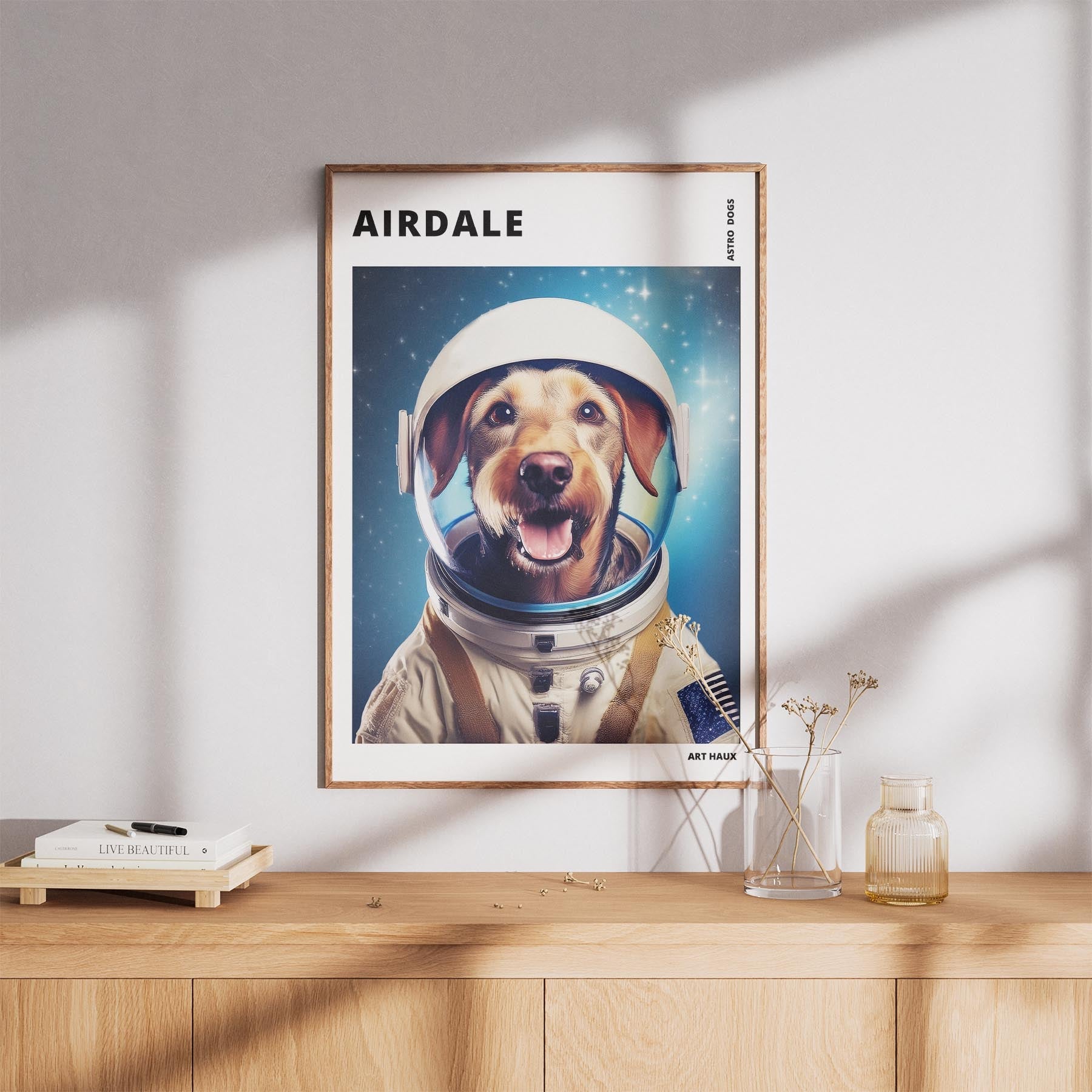 Airedale Astronaut Dog Series with Text Astro Dog image 8