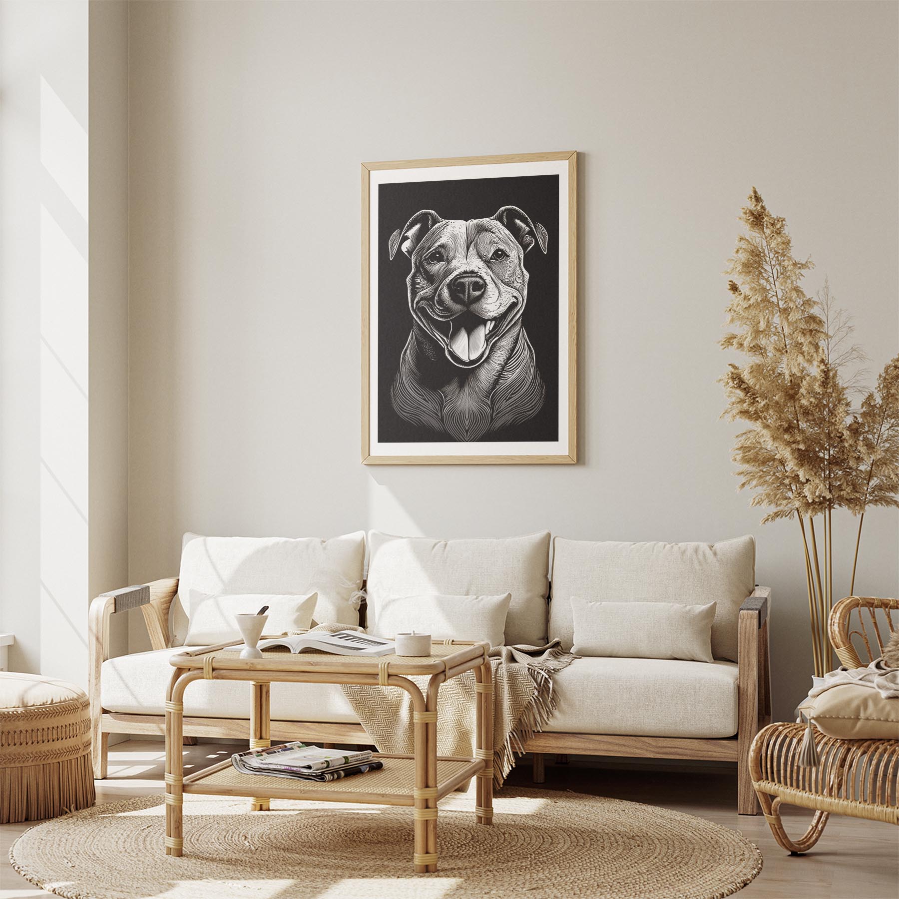 Staffordshire Bull Terrier Line Dog Series in Black and White image 2