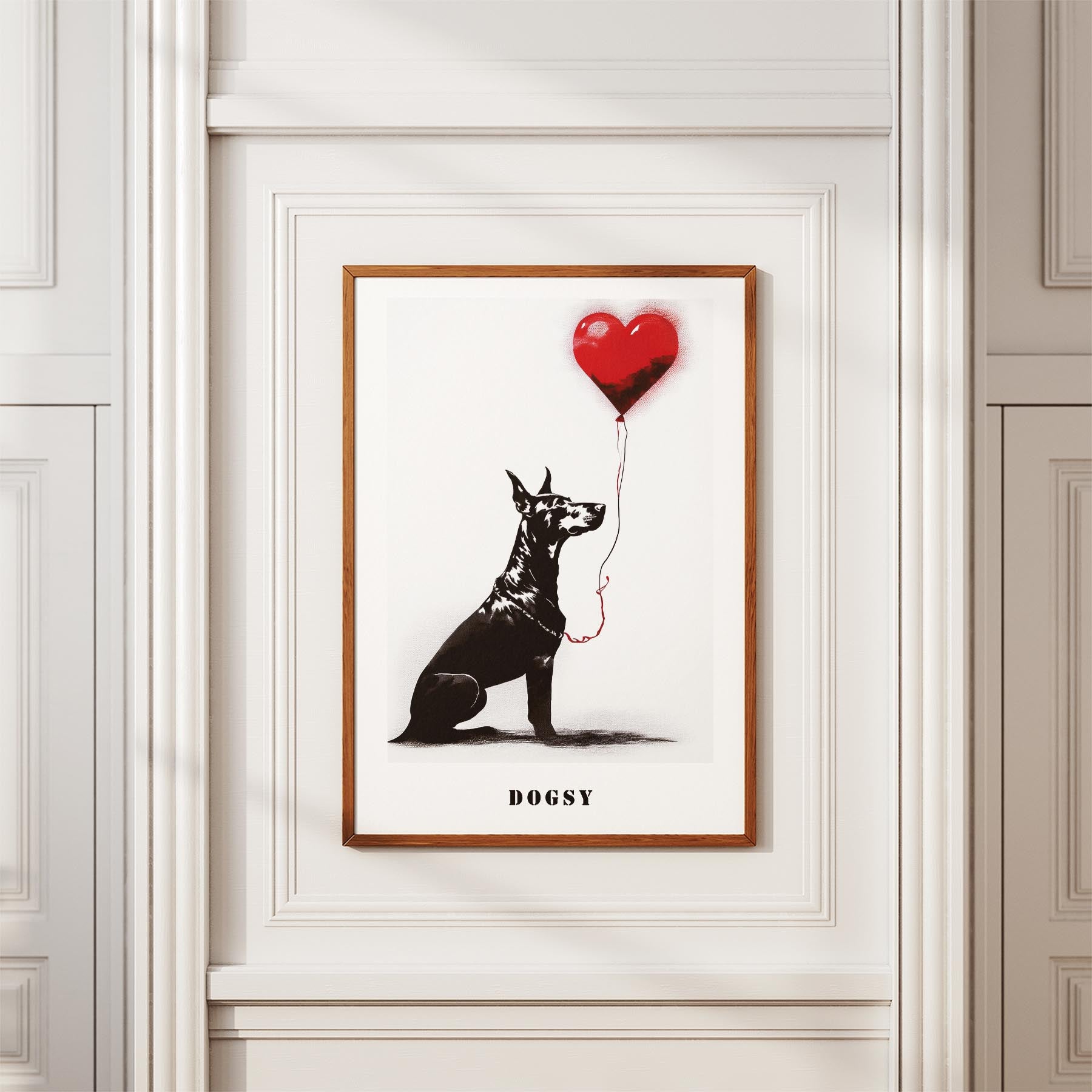 Doberman DOGSY Series inspired by the Art of Banksy with text Dogsy image 3