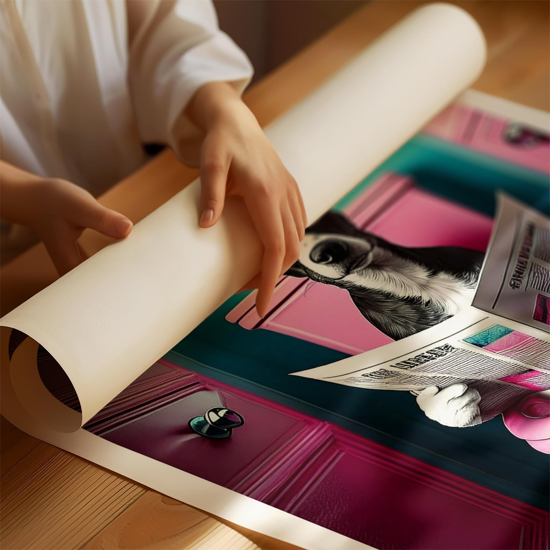 Whippet Toilet Dogs PInk and Turquise image 1