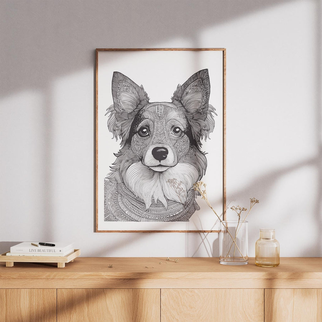 Papillon Mandala Black and White Dog Series image 8