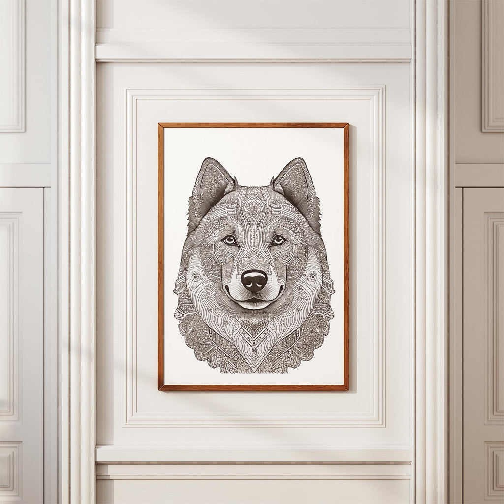 Samoyed Mandala Black and White Dog Series image 3