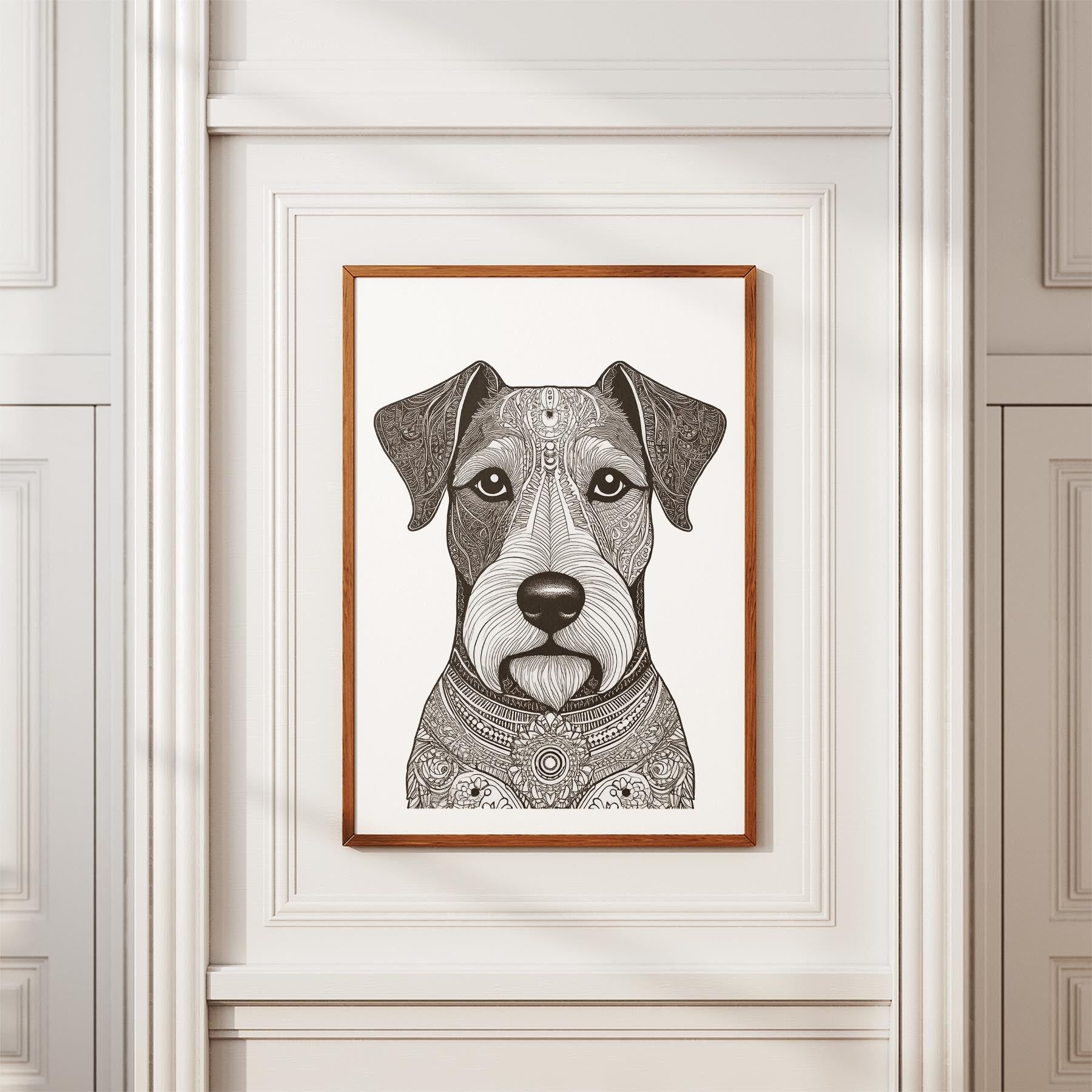 Fox Terrier Mandala Black and White Dog Series image 3